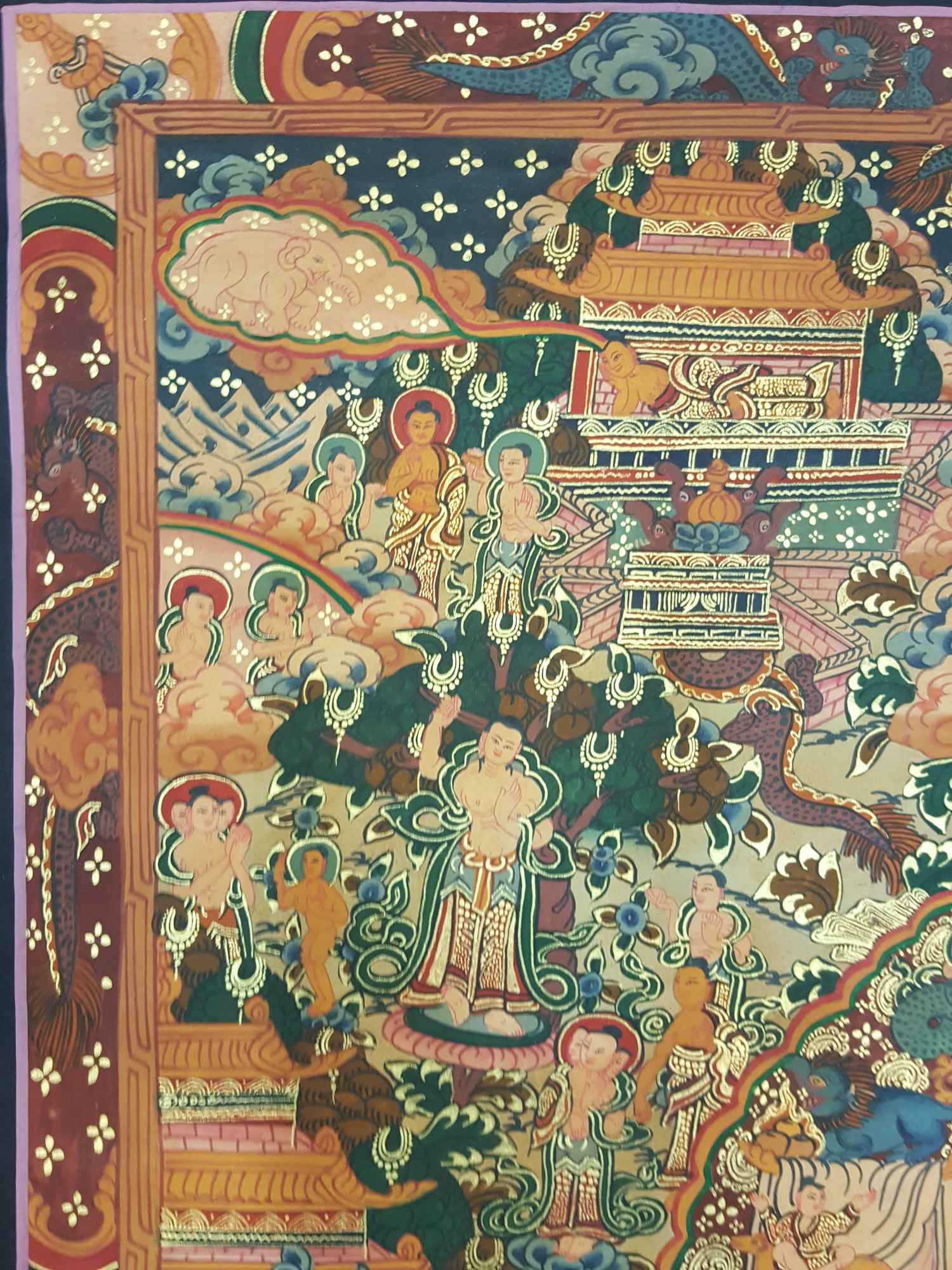 Buddha Life Story Hand Made Tibetan Thangka <span Style=