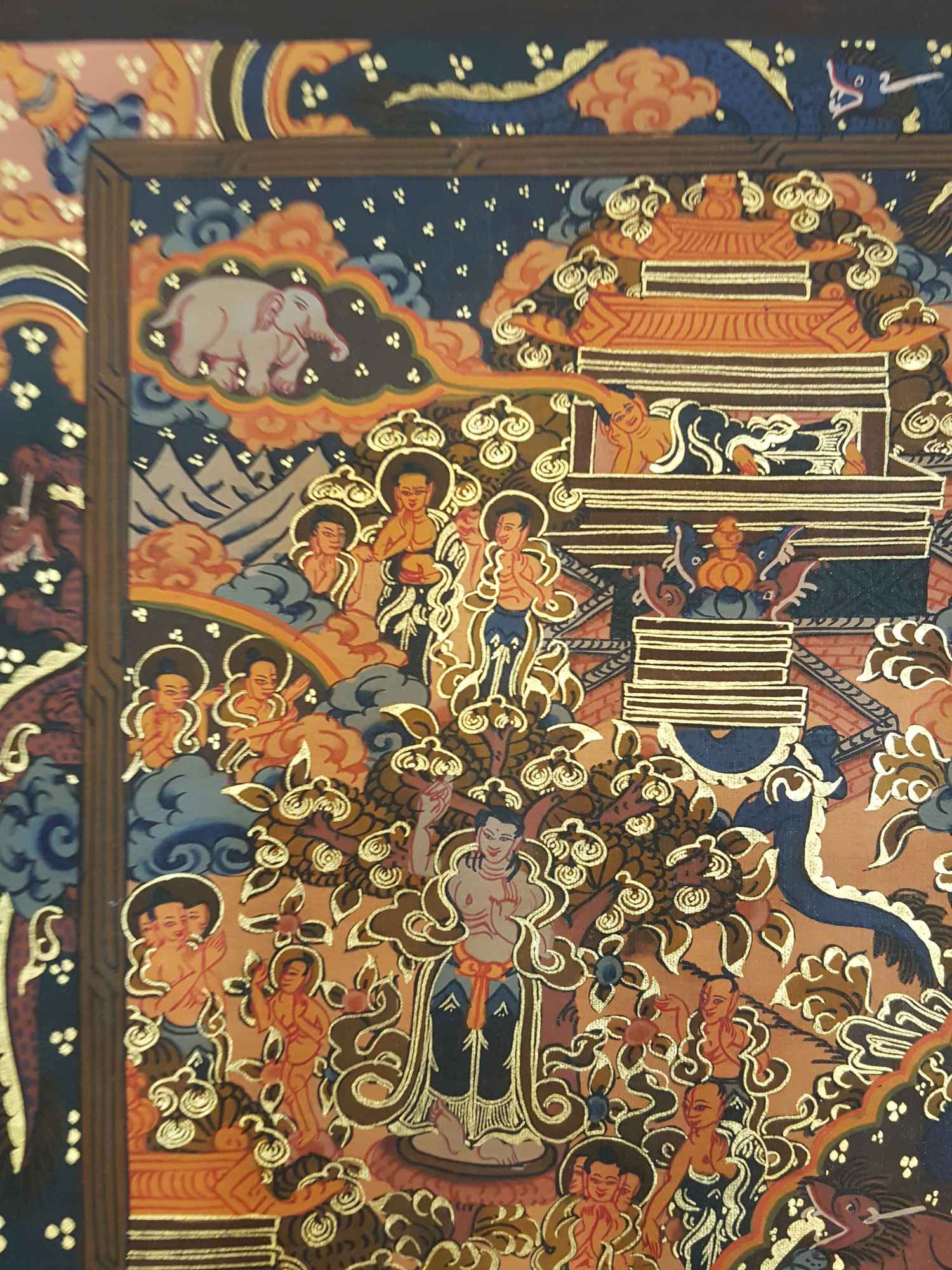 Buddha Life Story Hand Made Tibetan Thangka <span Style=