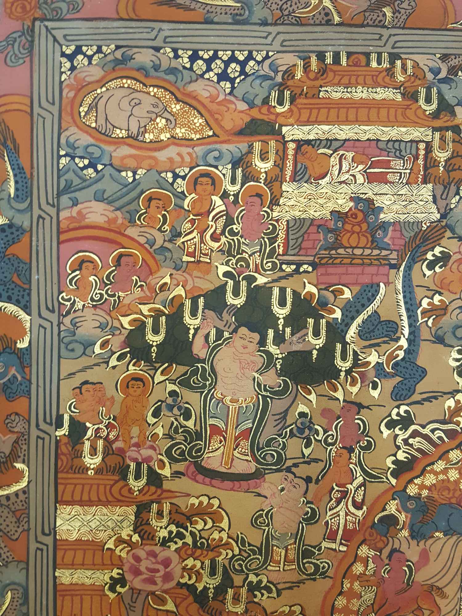 Buddha Life Story Hand Made Tibetan Thangka <span Style=