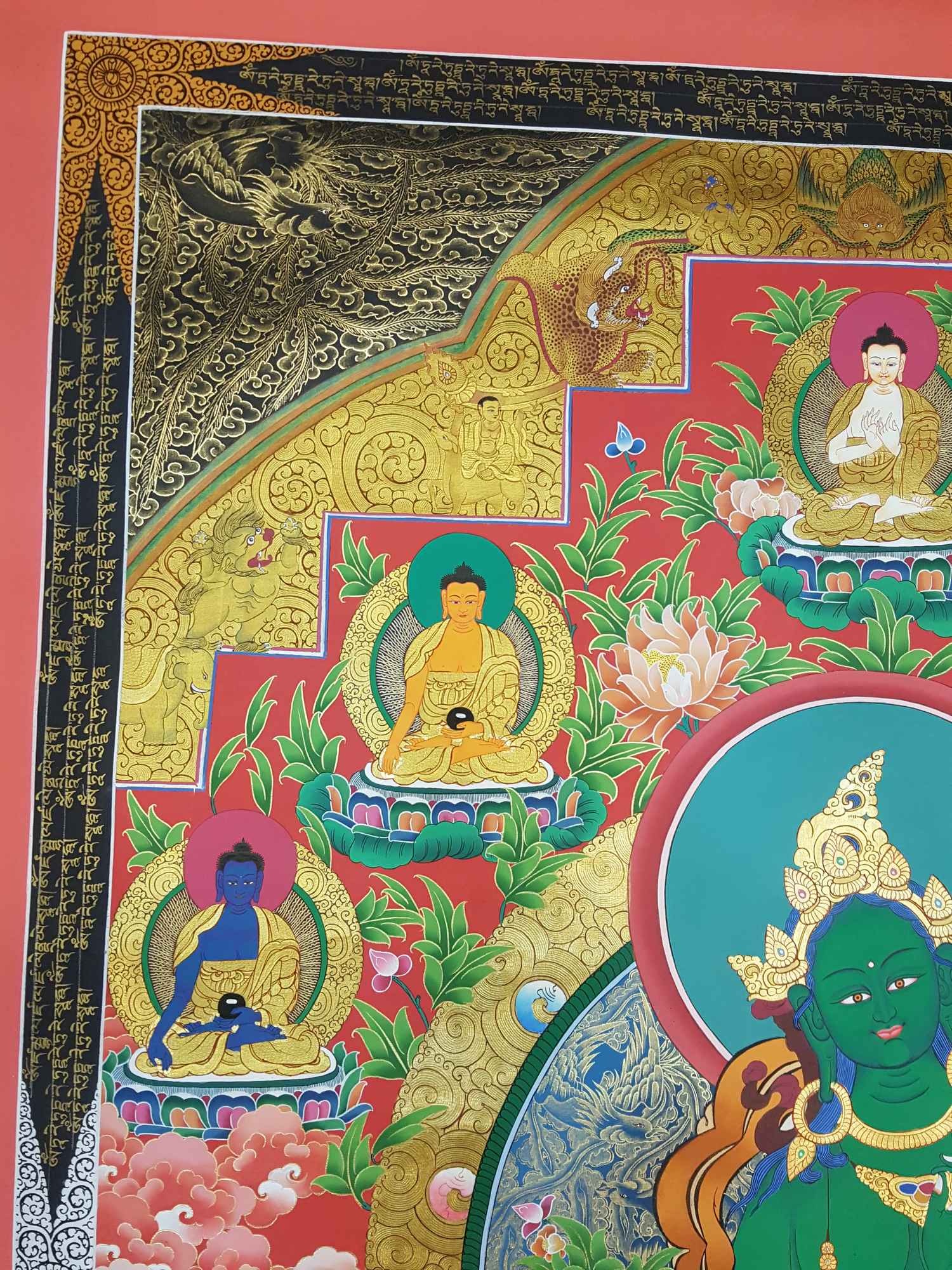 Green Tara Hand Made Tibetan Thangka <span Style=