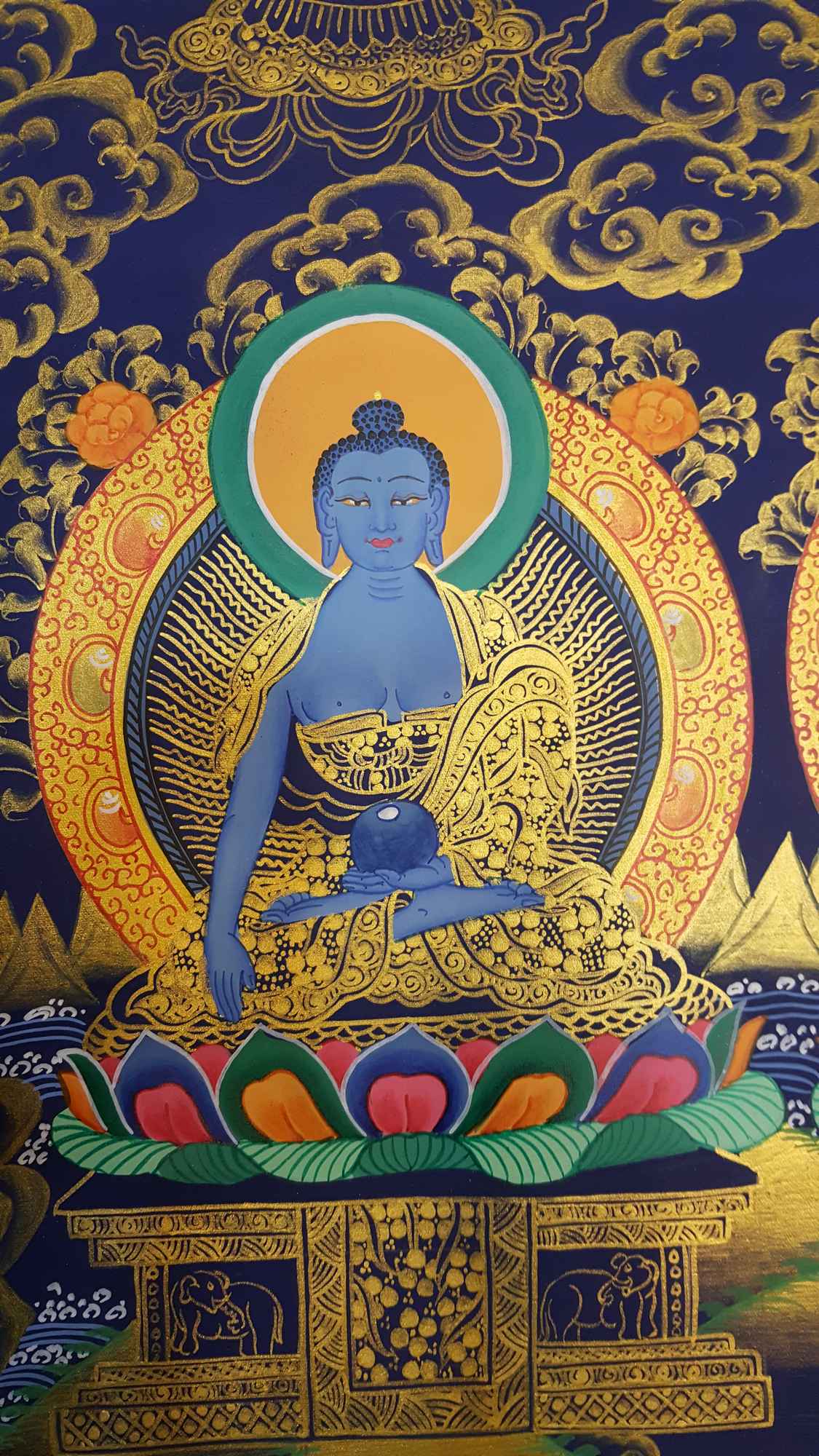Pancha Buddha Hand Made Tibetan Thangka
