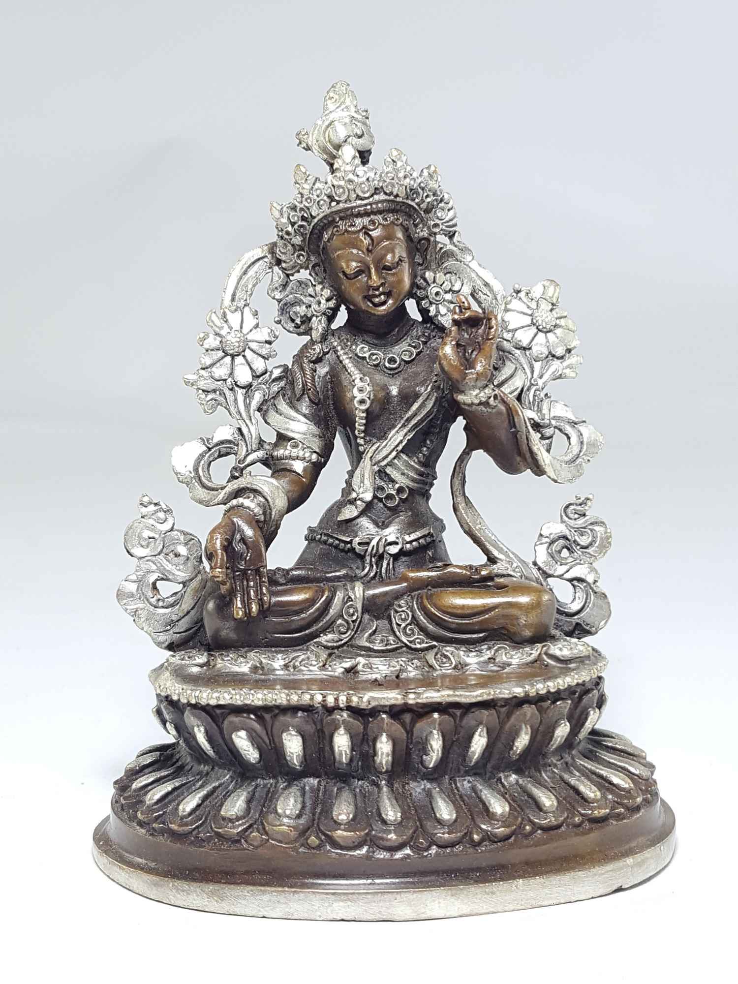 lakshmi , Hindu Statue, silver And Chocolate Oxidized | Price: US