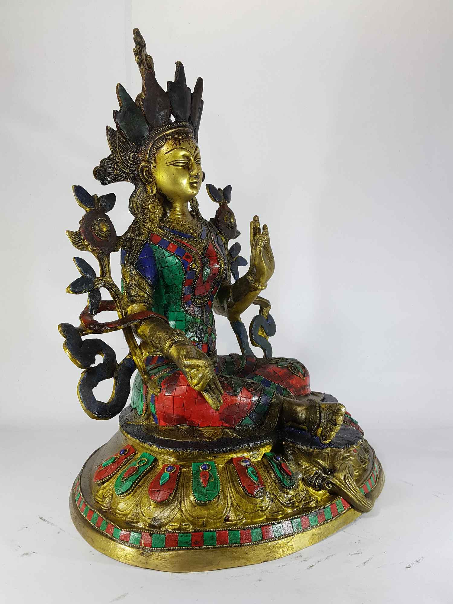 Tibetan Green Tara Statue <span Style=