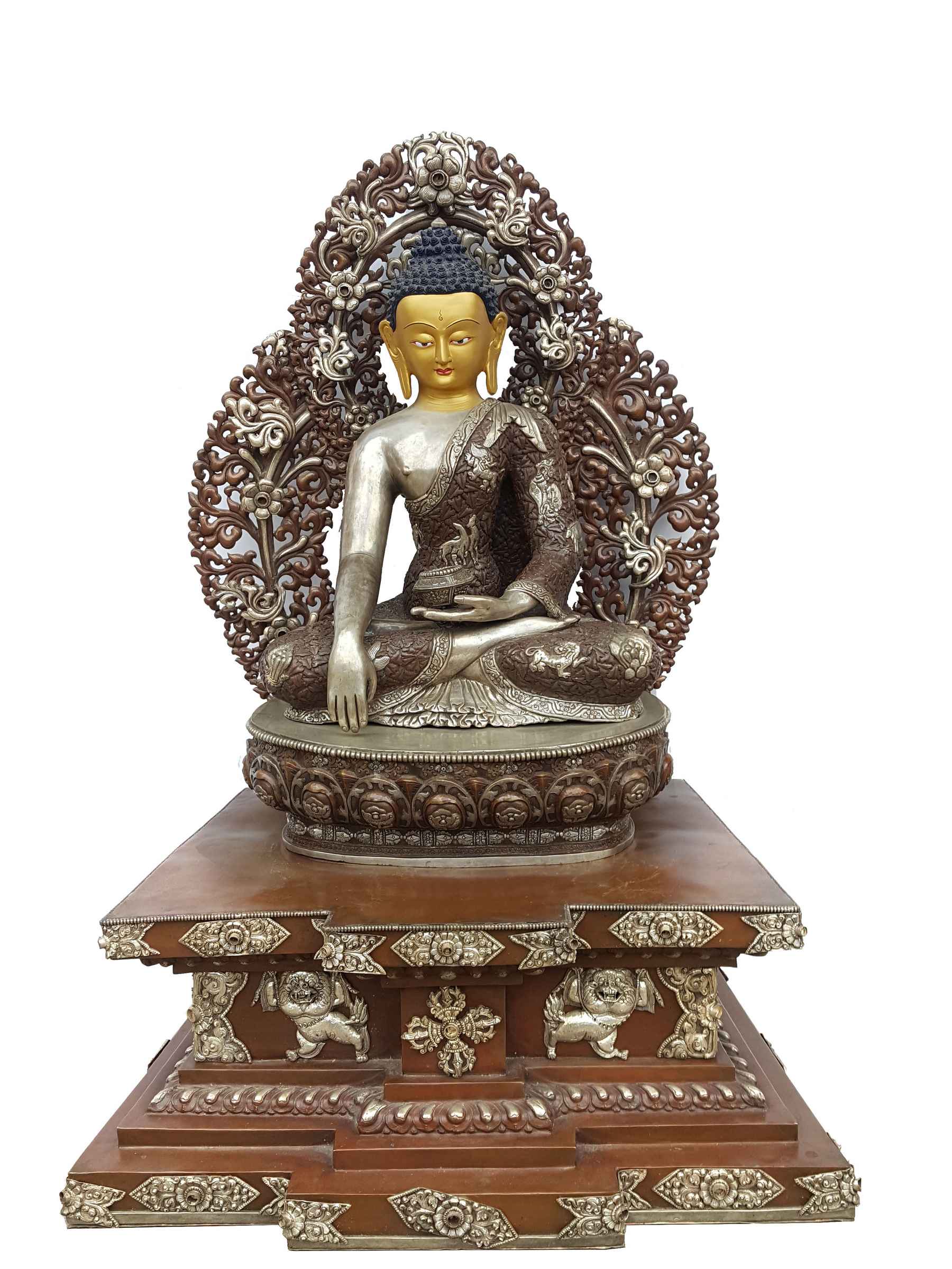 Shakyamuni Buddha Statue On Throne. <span Style=