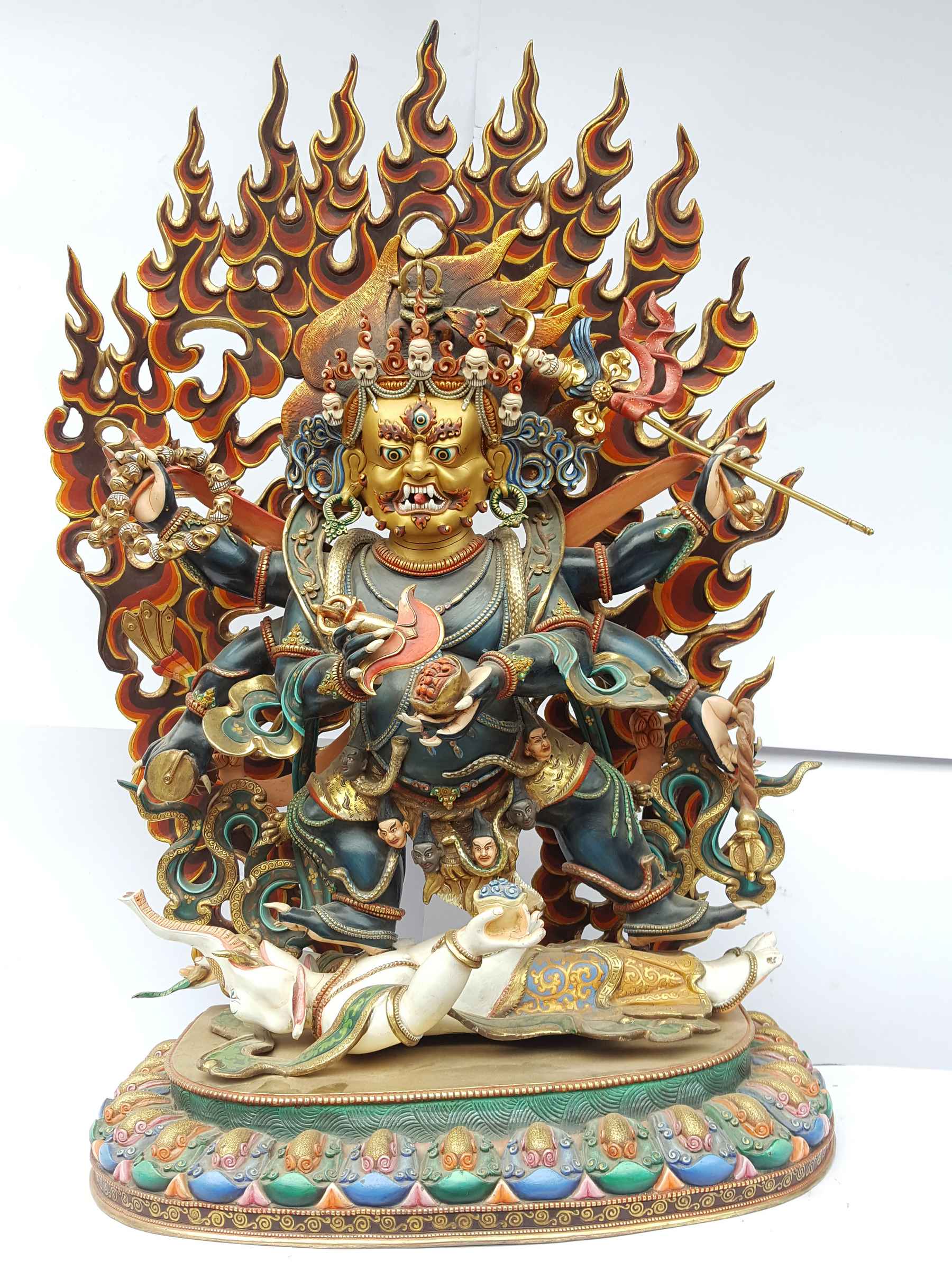 Black Mahakala Statue Real Gold <span Style=