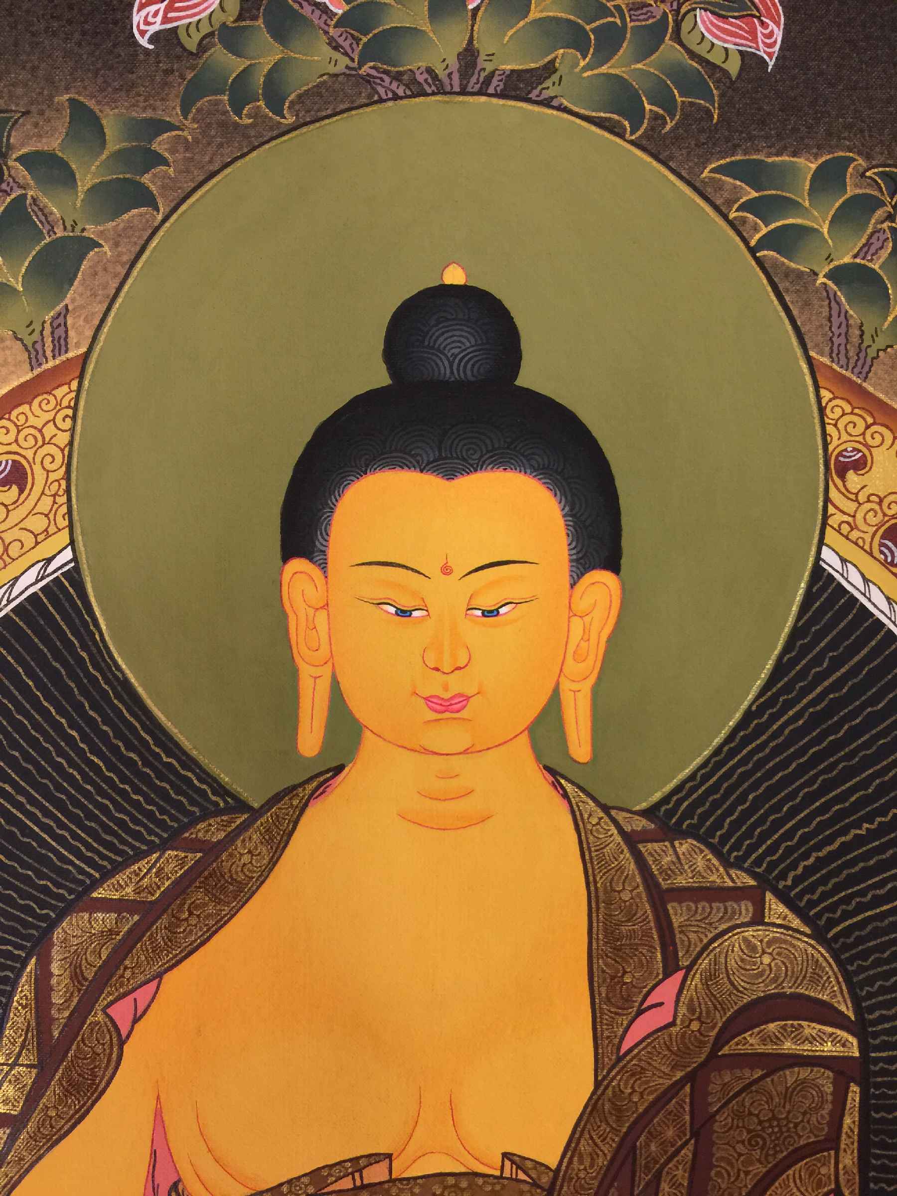 Shakyamuni Buddha Tibetan Hand Painted Buddhist Thangka <span Style=