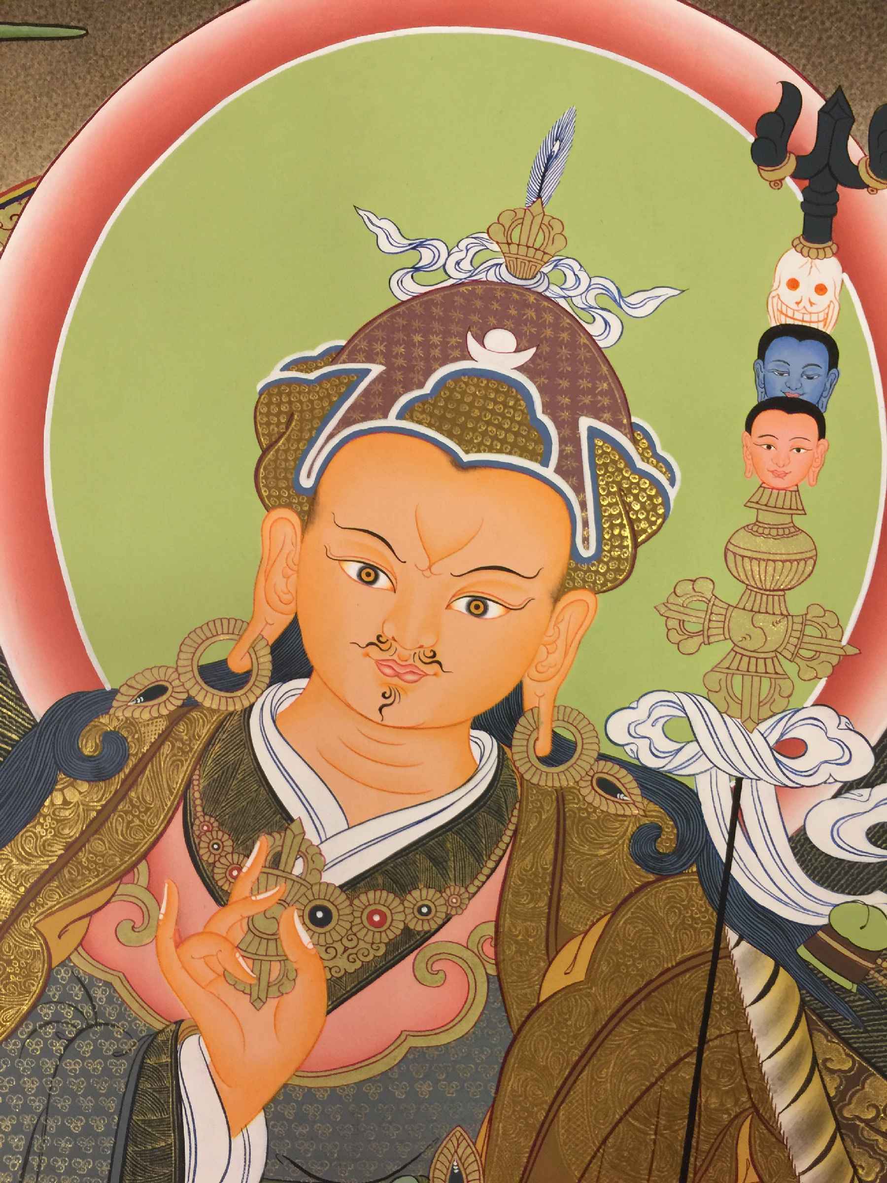 Padmasambhava Tibetan Hand Painted Buddhist Thangka <span Style=