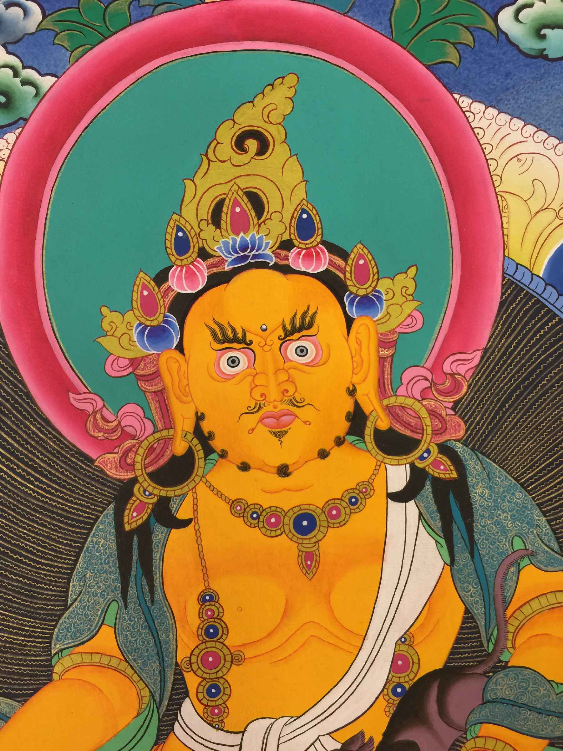 Five Jambhala Tibetan Hand Painted Buddhist Thangka <span Style=