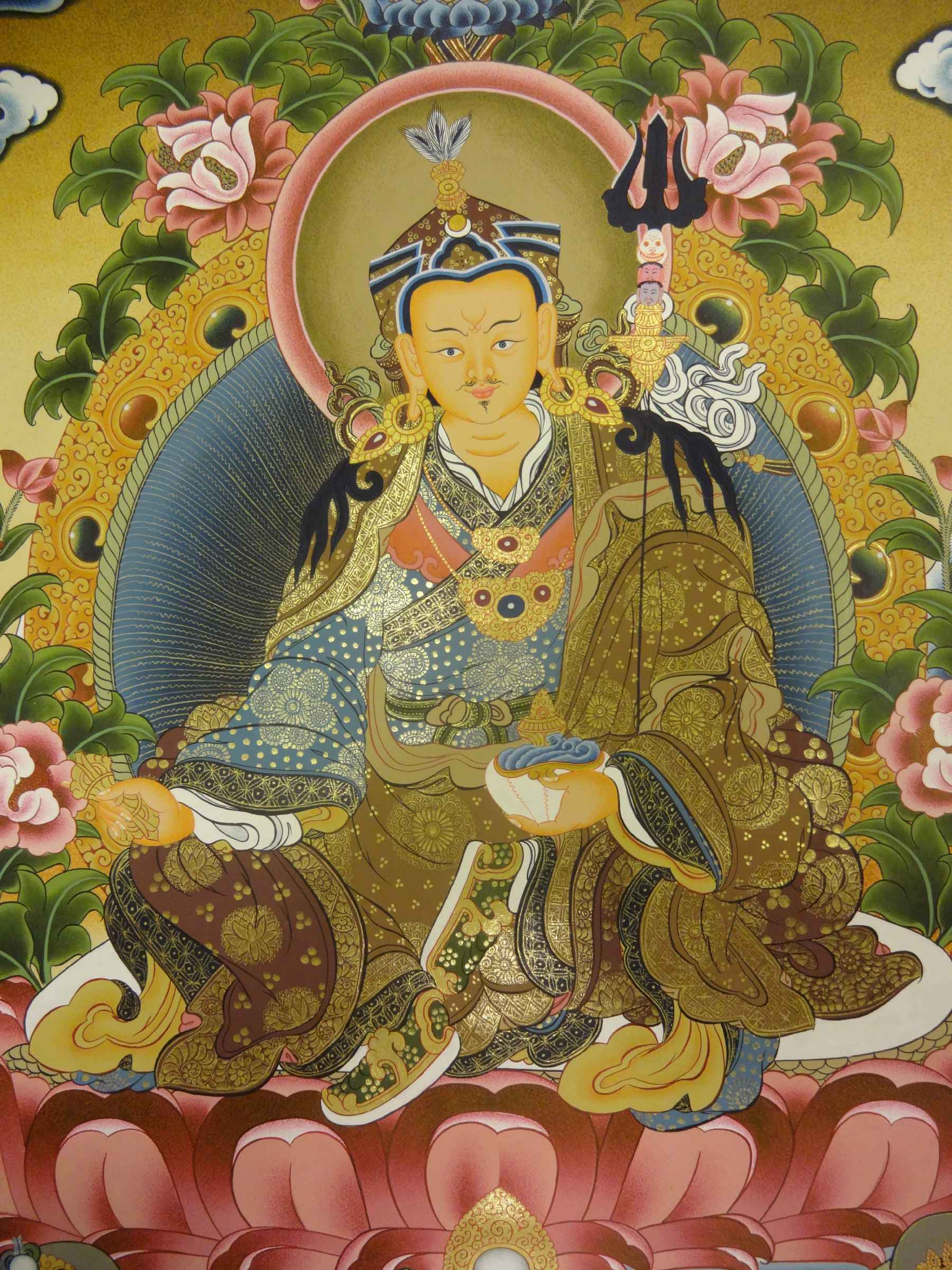 Padmasambhava Tibetan Hand Painted Buddhist Thangka <span Style=