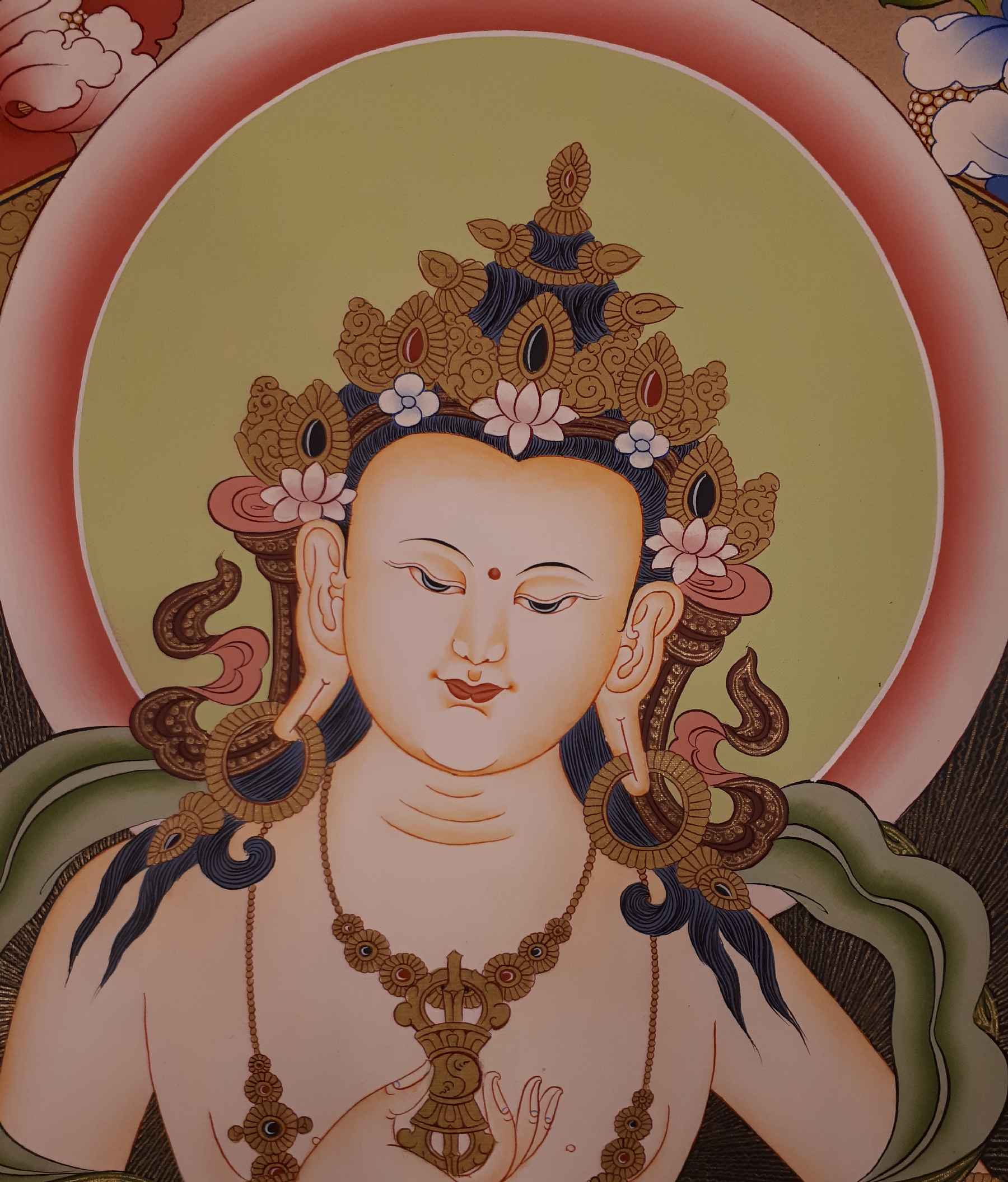 Vajrasattva Tibetan Hand Painted Buddhist Thangka <span Style=