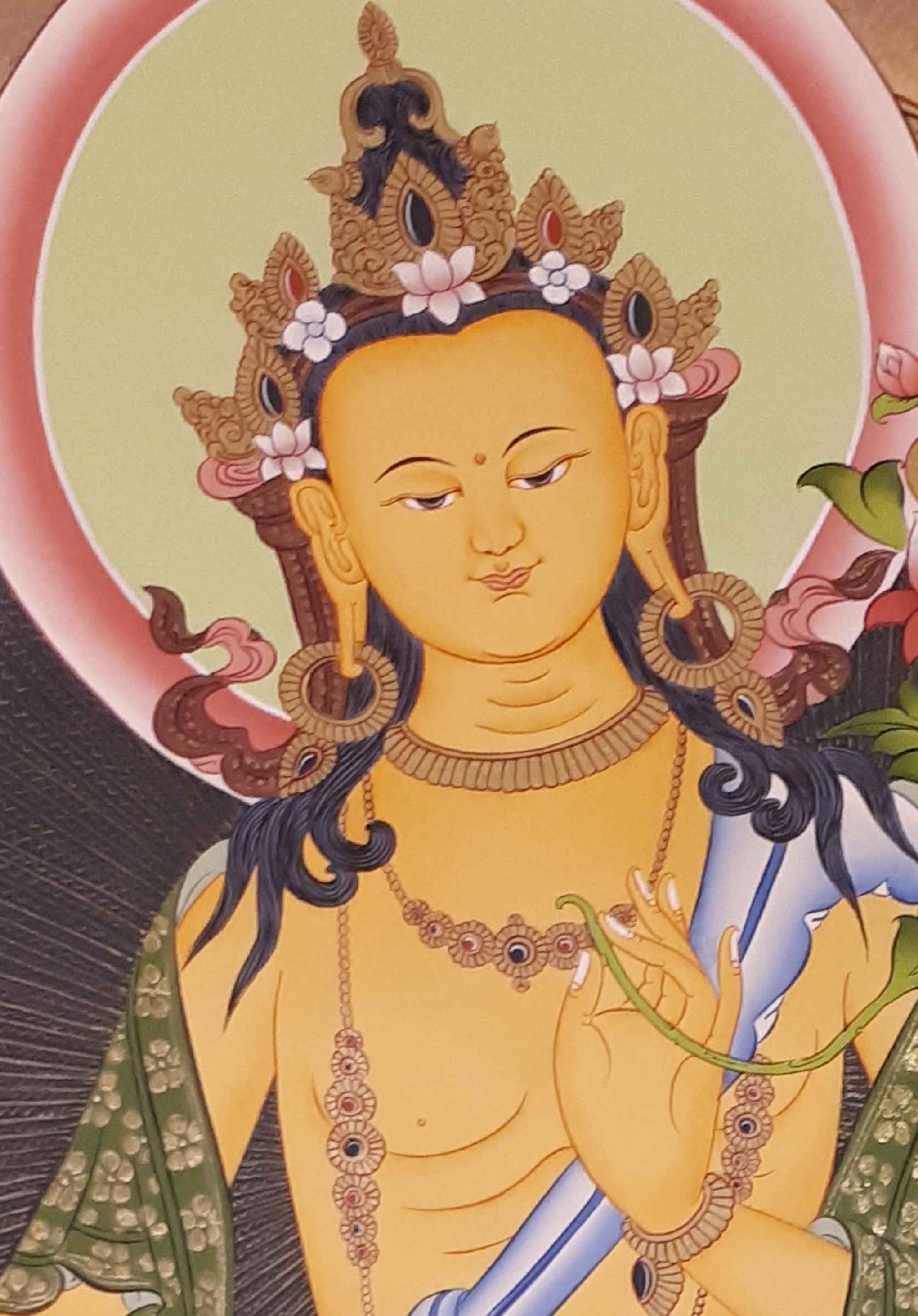 Maitreya Buddha Tibetan Hand Painted Buddhist Thangka <span Style=