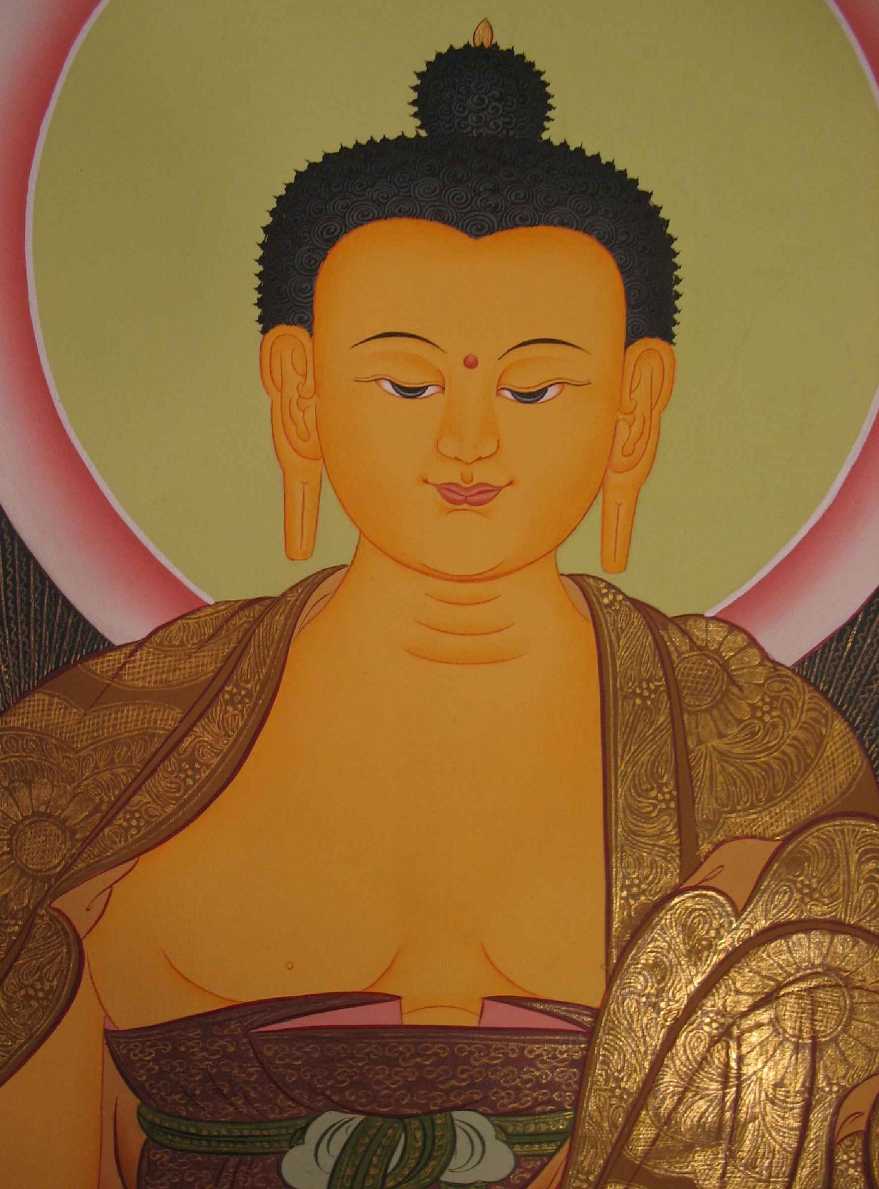 Shakyamuni Buddha Tibetan Hand Painted Buddhist Thangka <span Style=