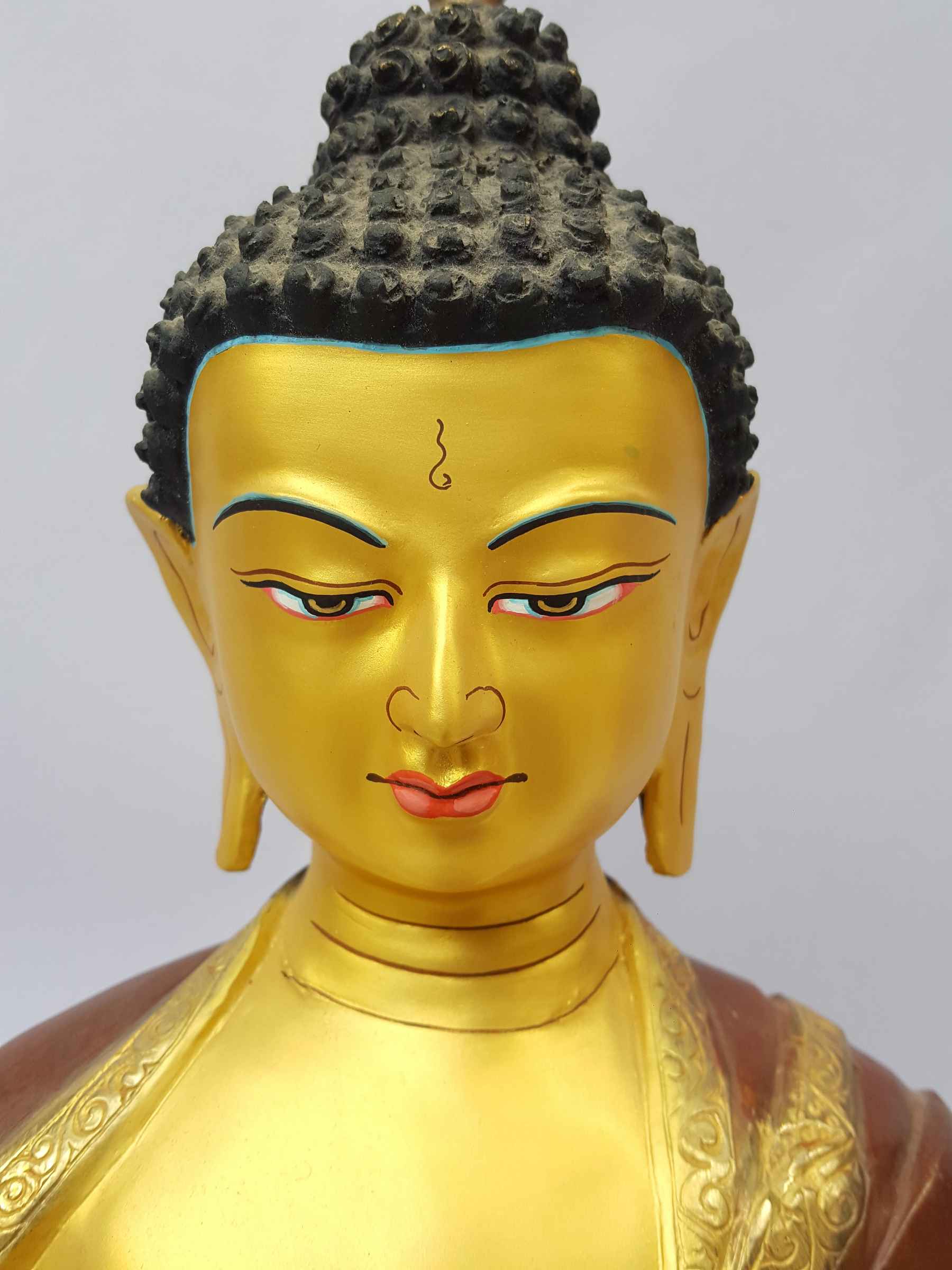 Shakyamuni Buddha Statue golden Color Painted Body , painted Face , big ...