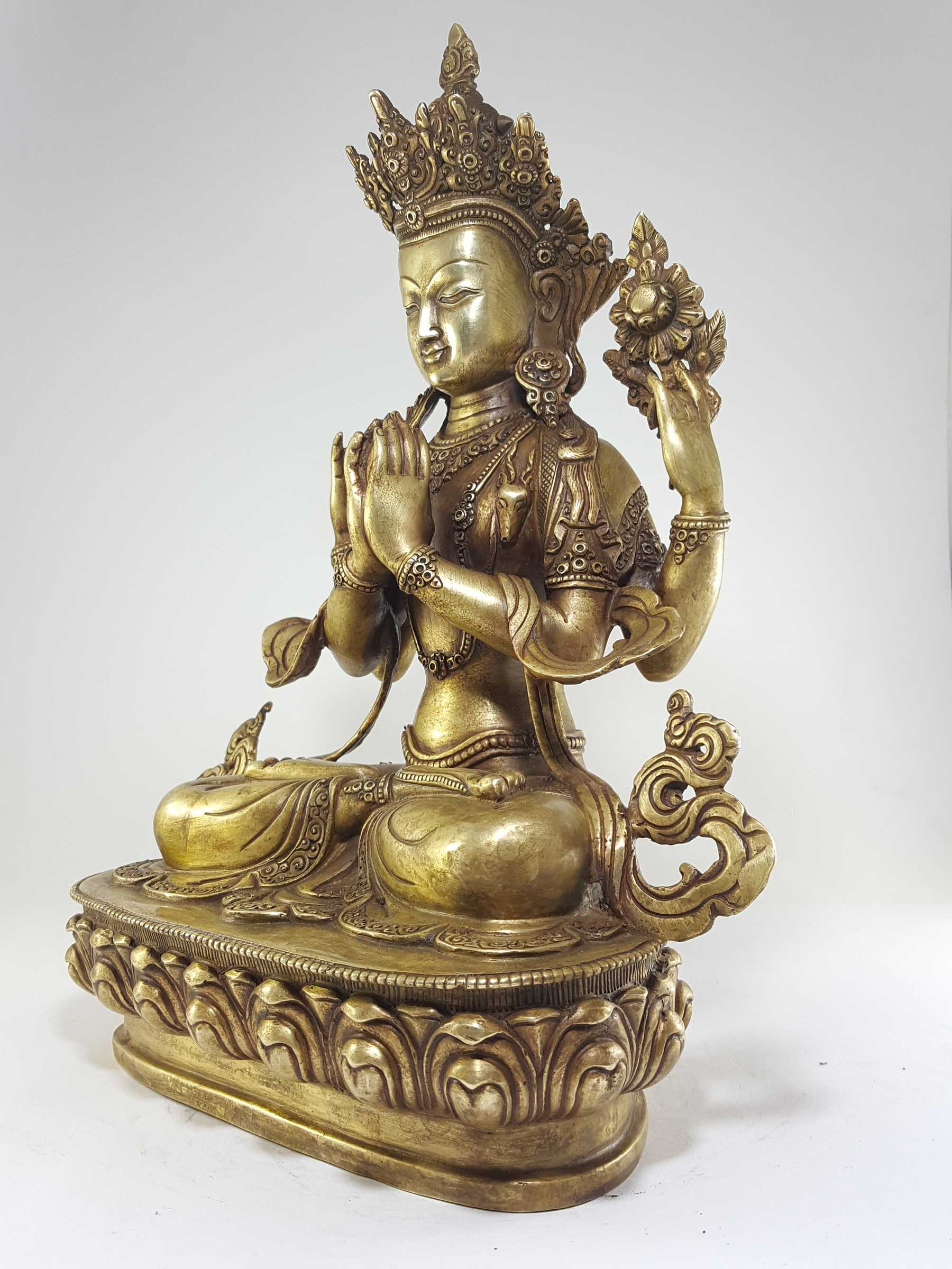 Chenrezig Kharcheri Avalokitesvara Statue, Bronze Finishing