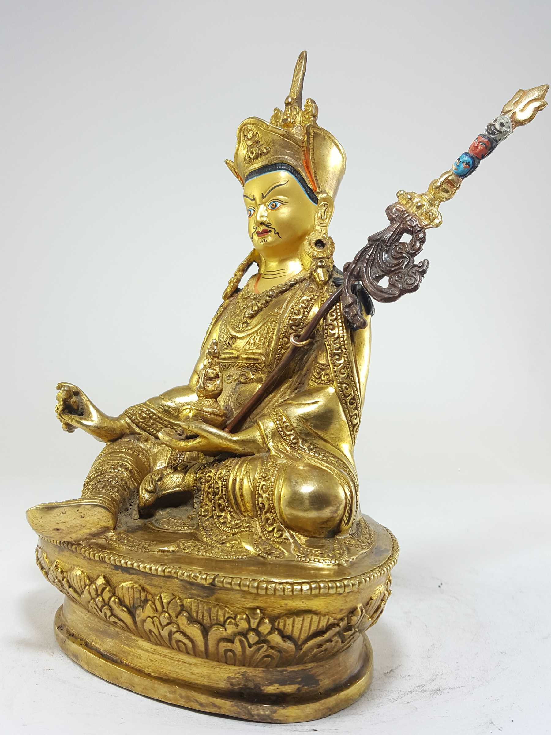 Guru Rinpoche Padmasambhava Statue, Full Fire Gold Plated, <span Style=