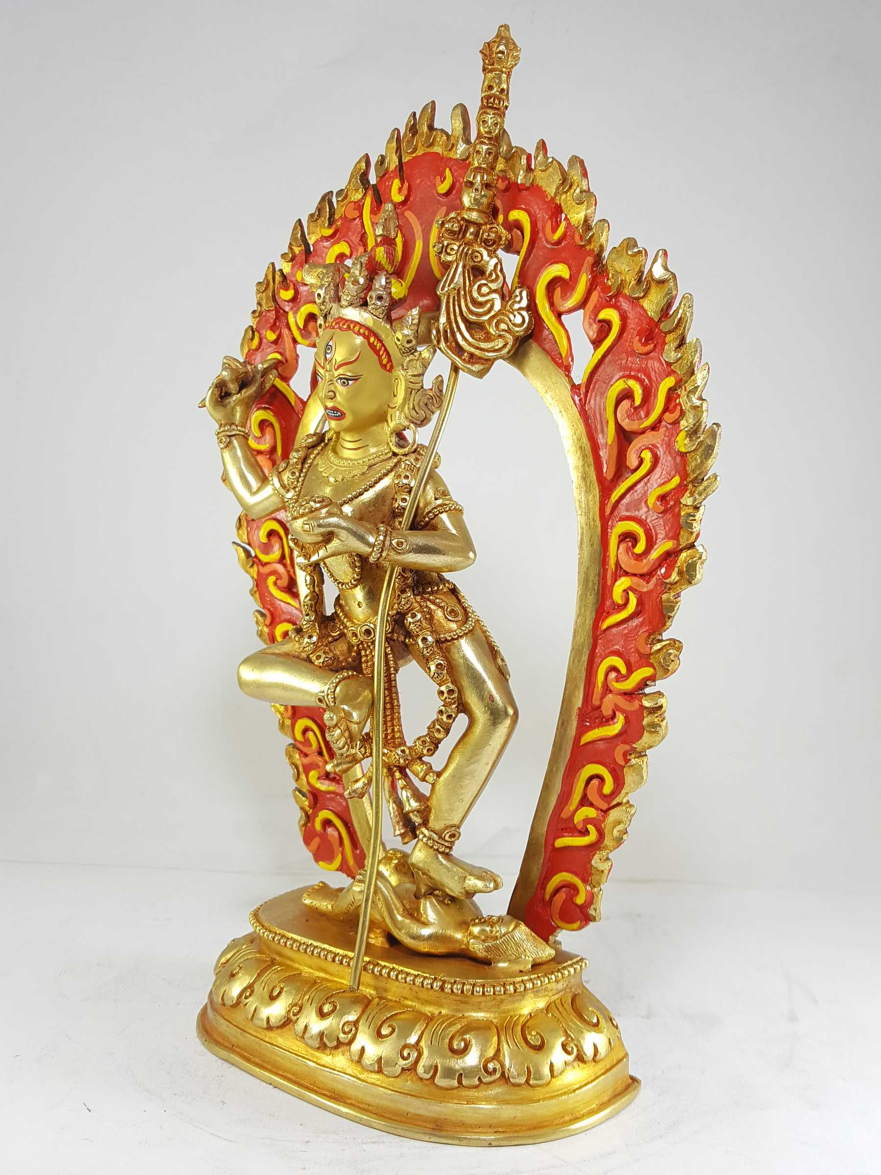 Statue Of Vajravarahi - Dorje Phagmo Yogini full Fire Gold Plated With painted Face
