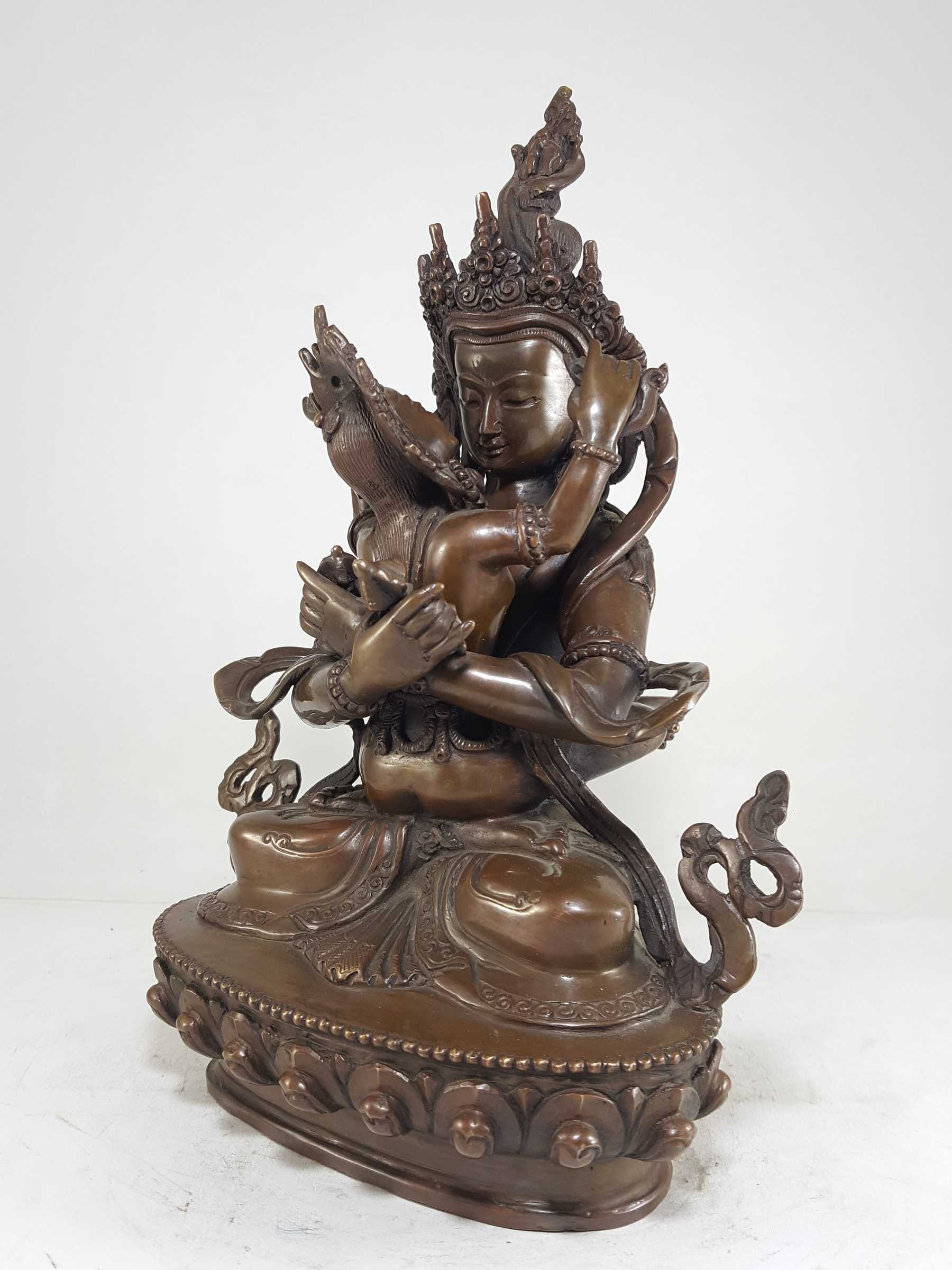 Statue Of Vajradhara With Consort, shakti, Yab-yum Chocolate Oxidized