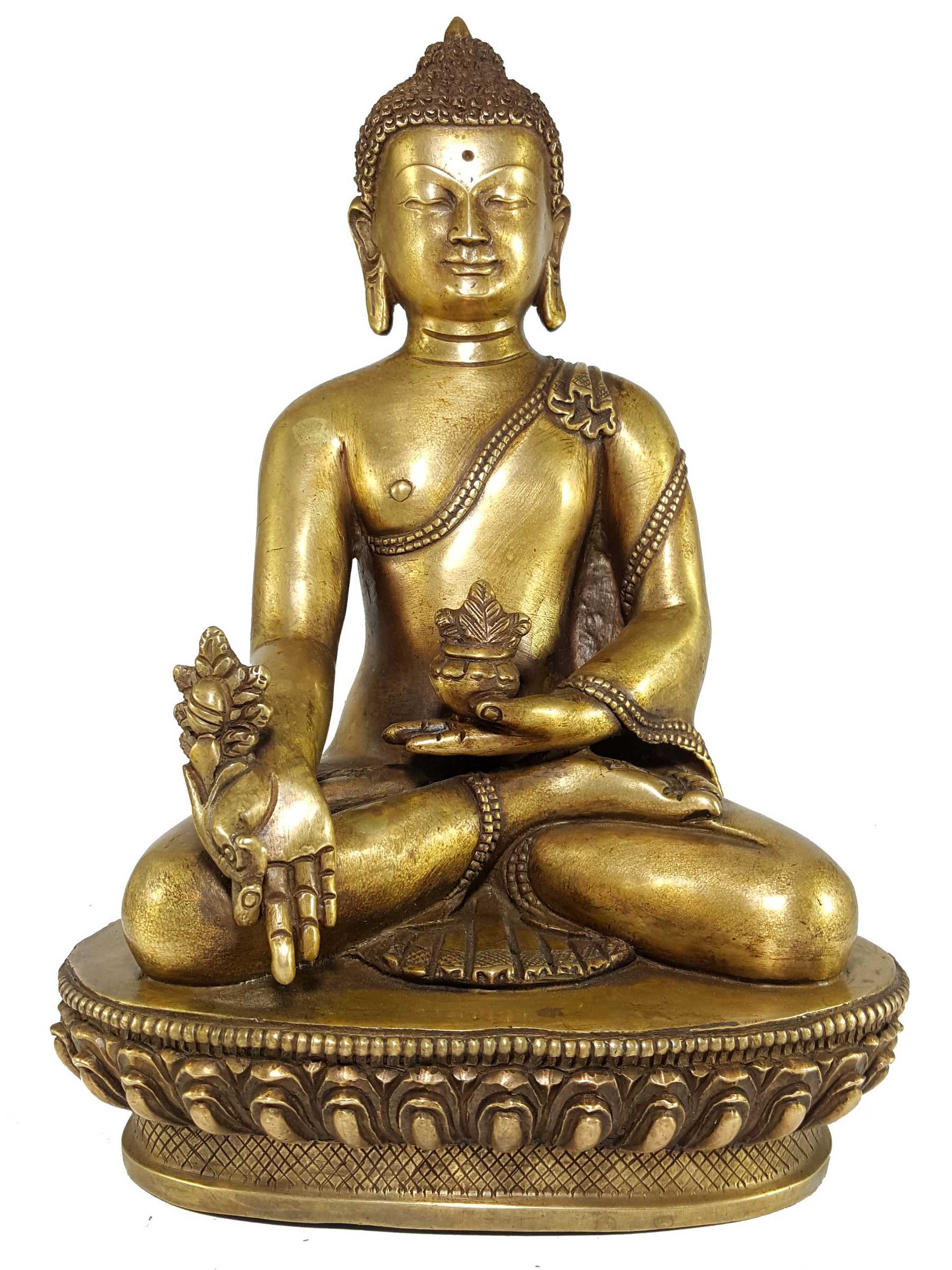 Statue Set Of Shakyamuni Buddha, Amitabha Buddha And Medicine Buddha In Bronze Finishing