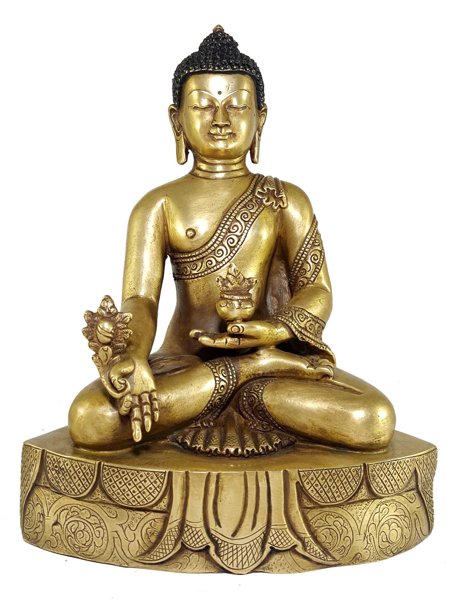 Statue Set Of Shakyamuni Buddha, Amitabha Buddha And Medicine Buddha In Bronze Finishing