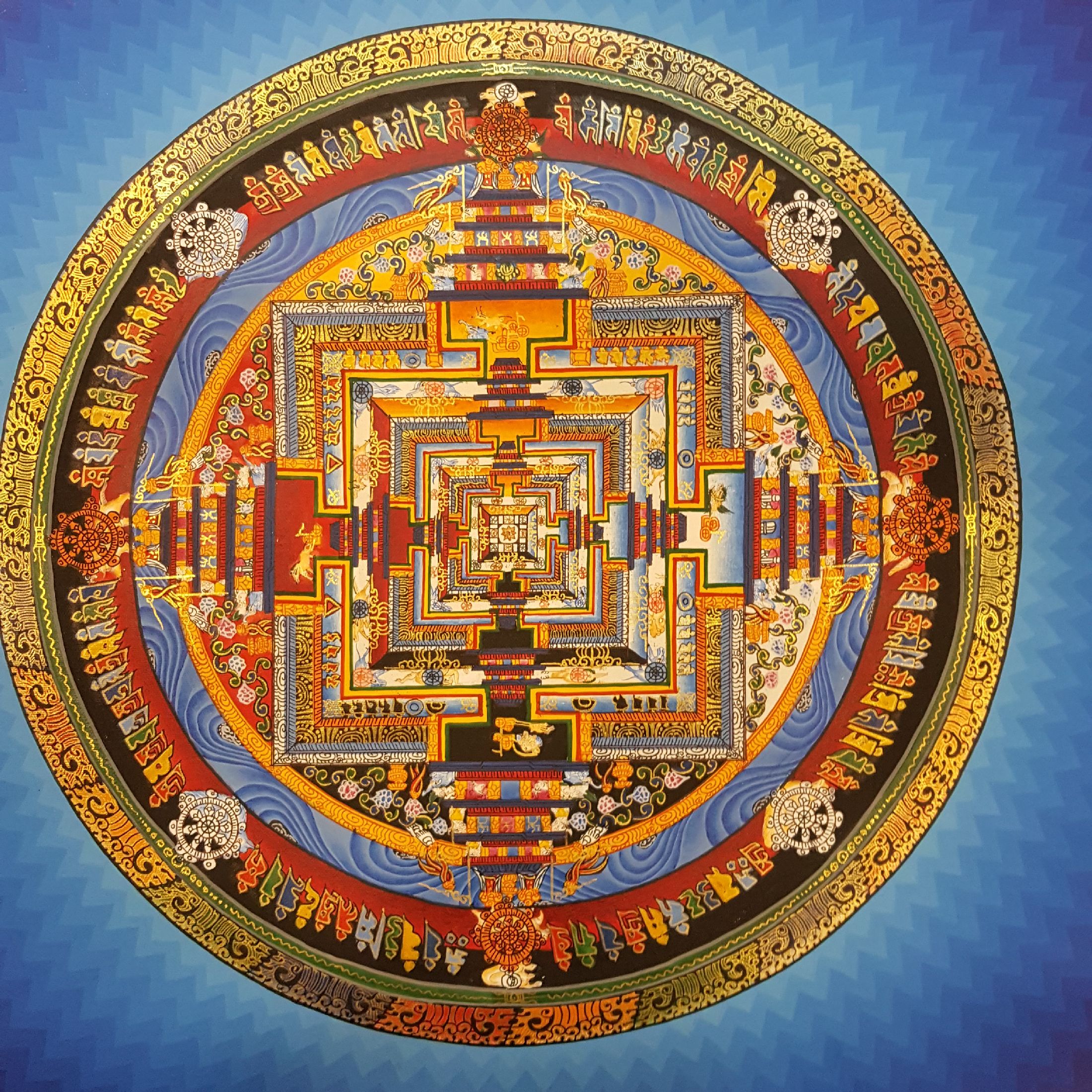 Real Gold Tibetan Kalachakra Mandala Thangka Painting <span Style=