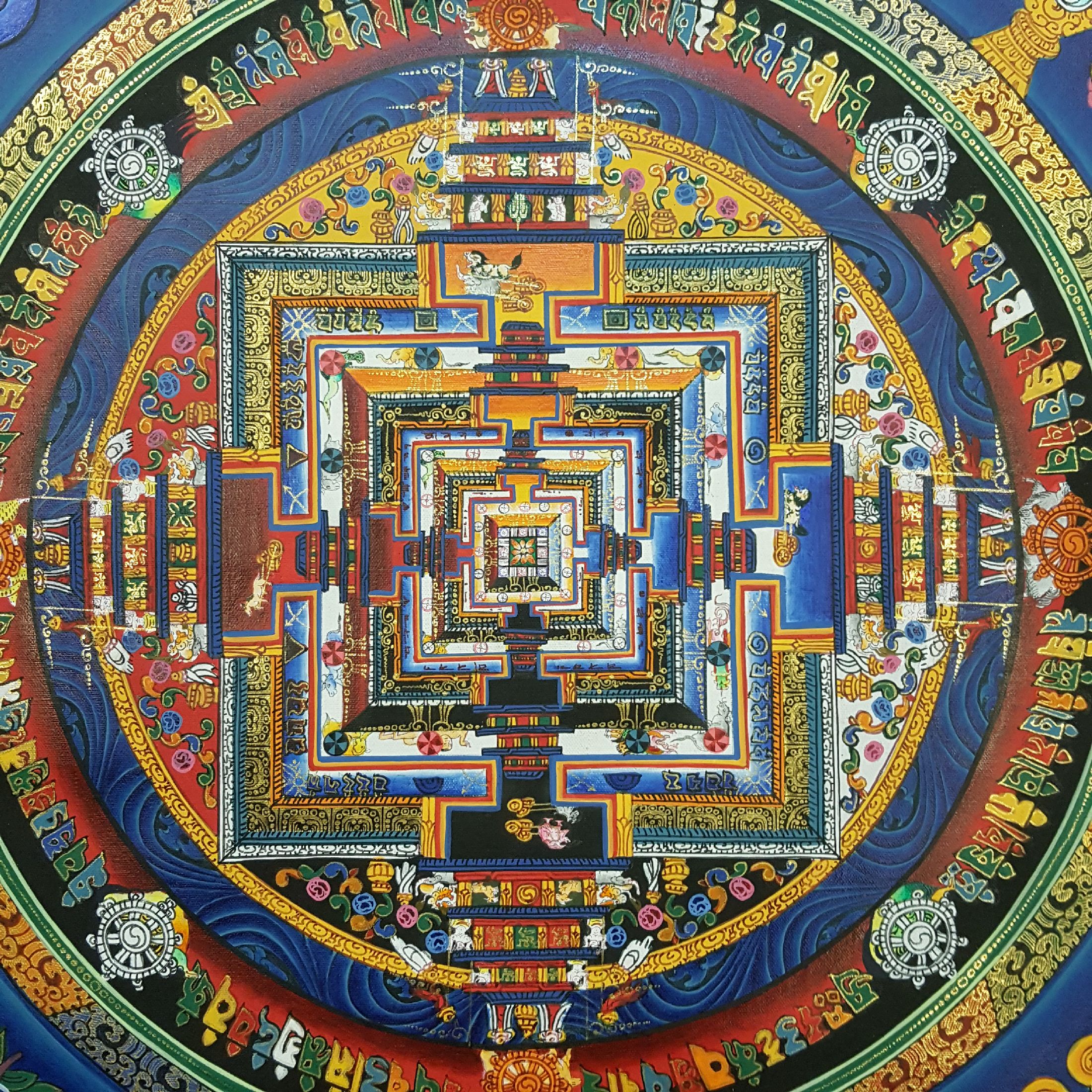 Real Gold Tibetan Kalachakra Mandala Thangka <span Style=