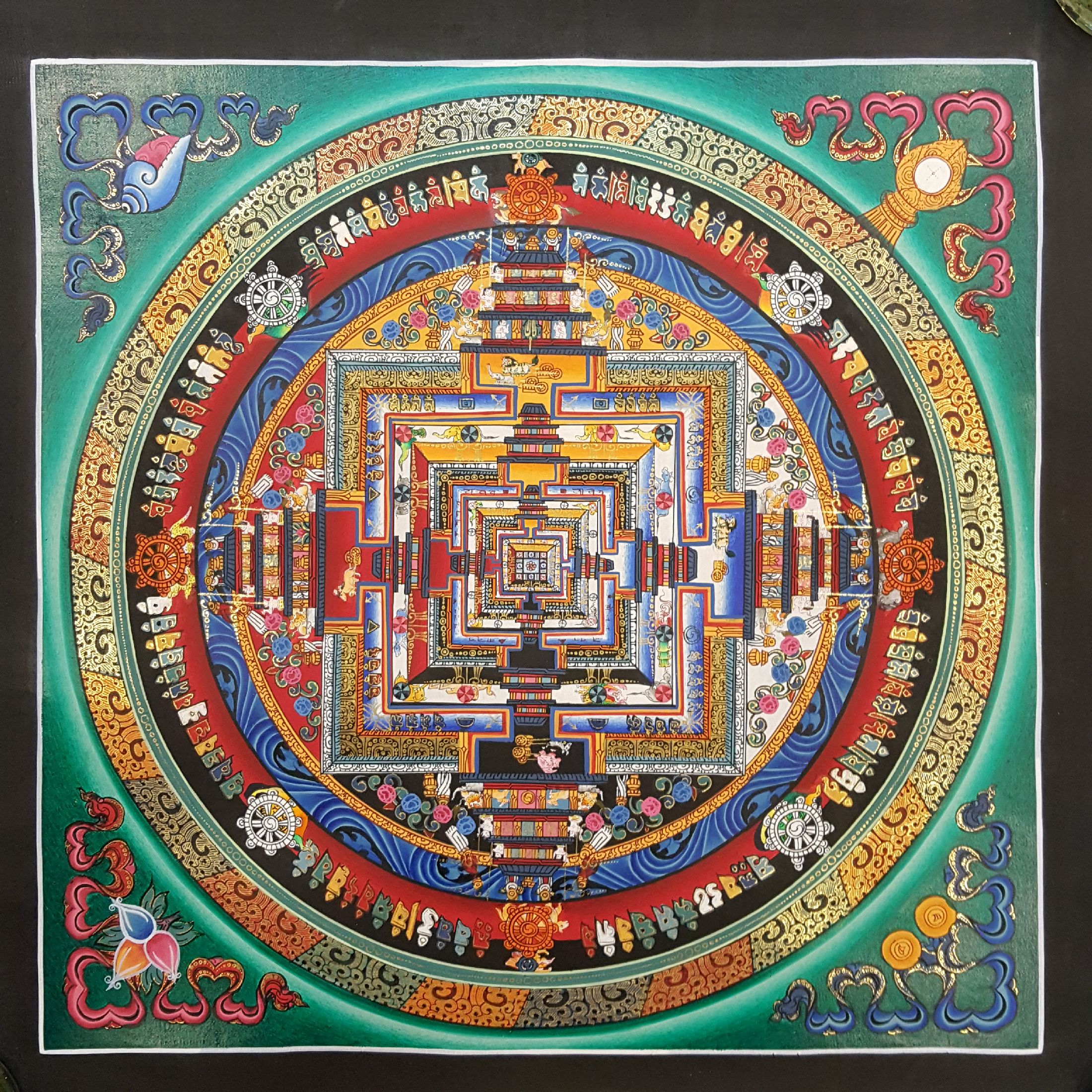 Real Gold Tibetan Kalachakra Mandala Thangka <span Style=