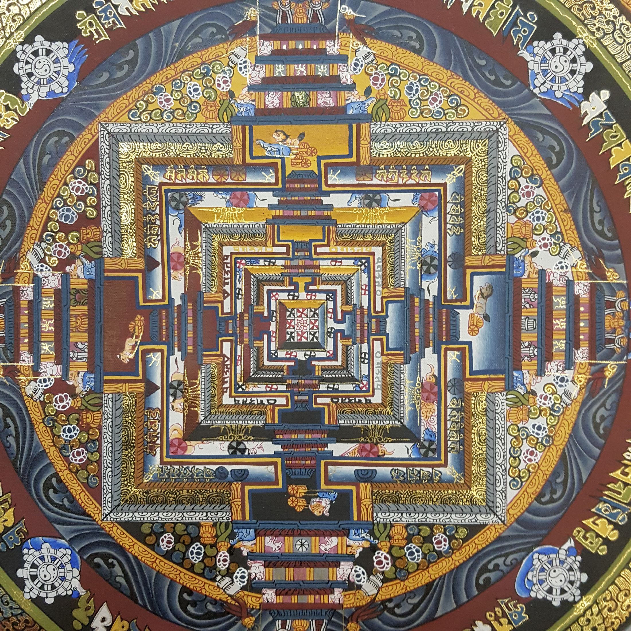 Real Gold Tibetan Kalachakra Mandala Thangka <span Style=