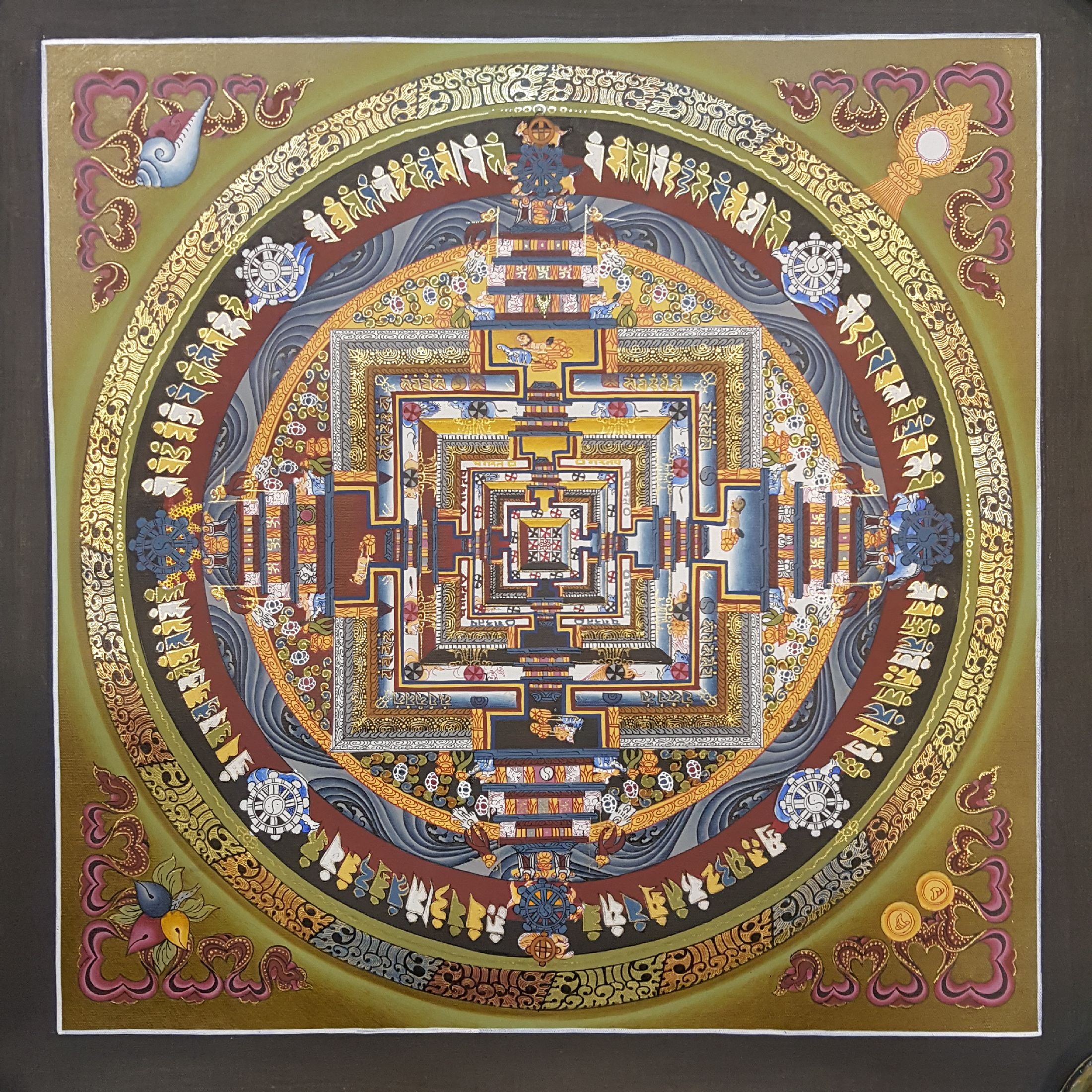 Real Gold Tibetan Kalachakra Mandala Thangka <span Style=