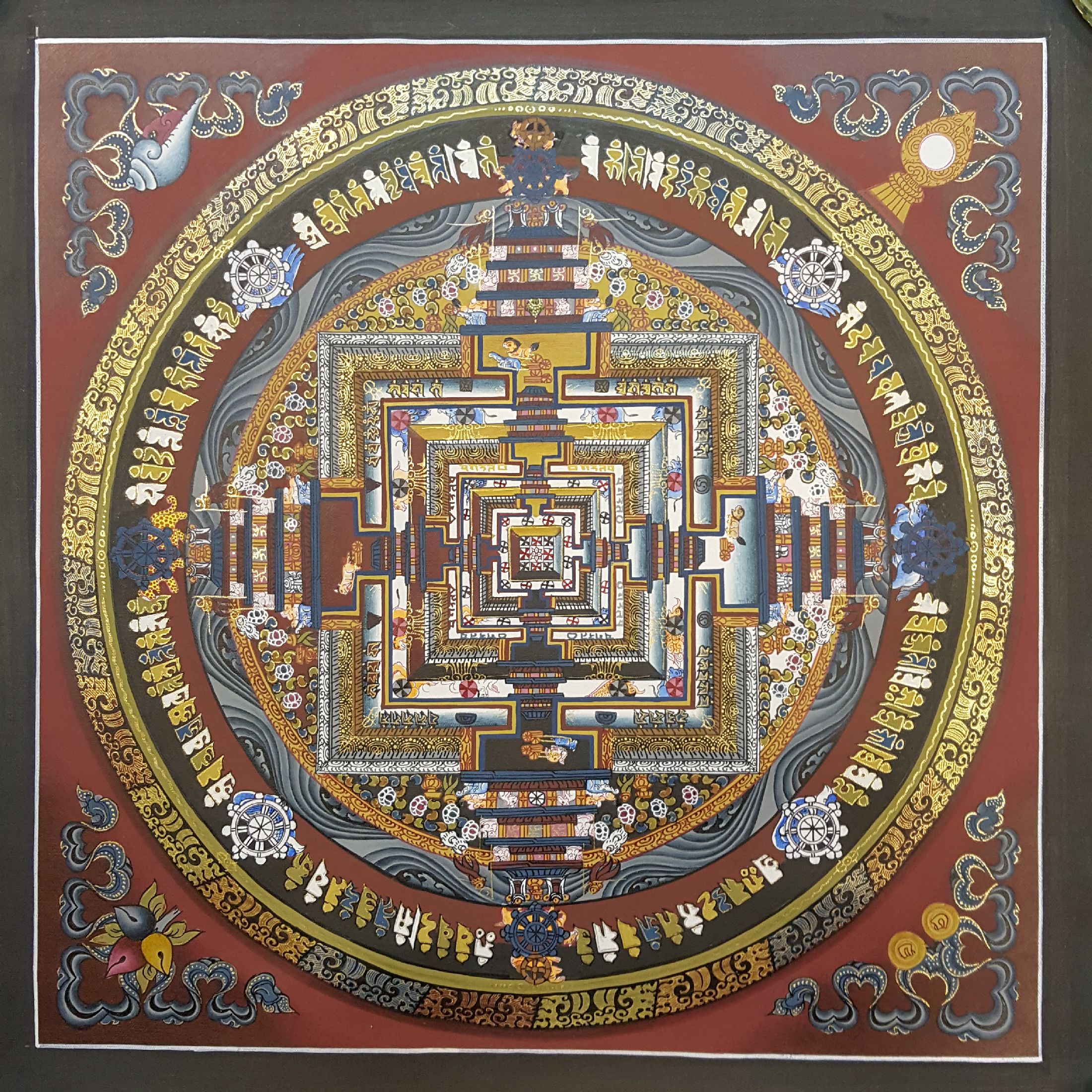 Real Gold Tibetan Kalachakra Mandala Thangka <span Style=