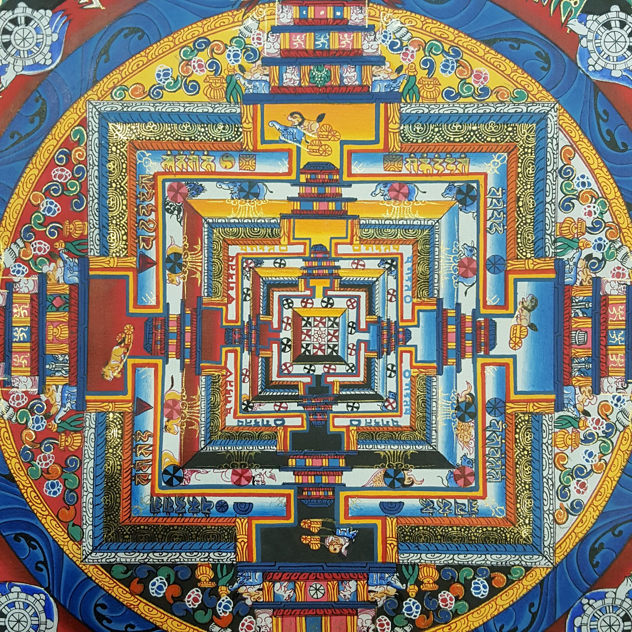 Real Gold Tibetan Kalachakra Mandala Thangka <span Style=