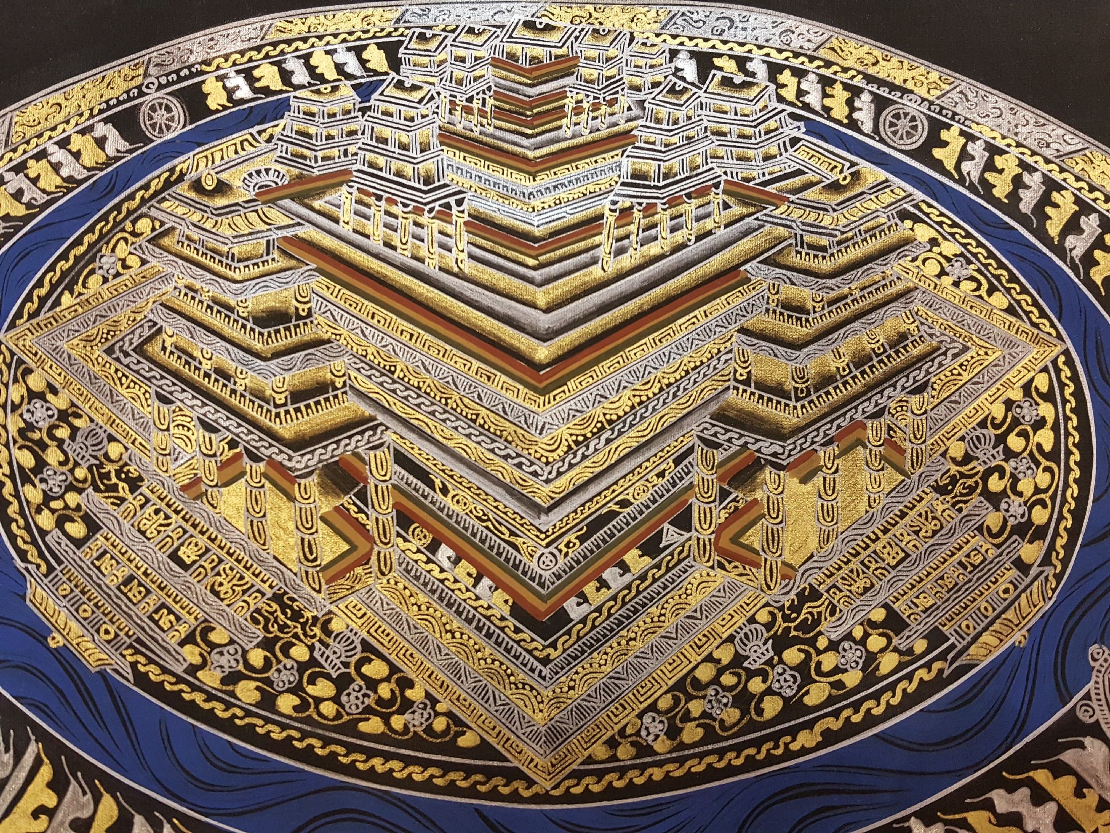 3d Tibetan Kalachakra Palace Mandala Thangka <span Style=