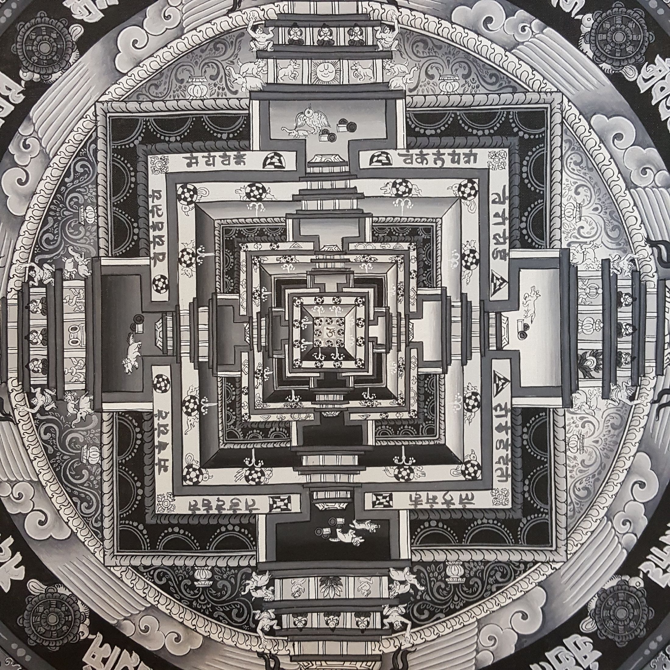 Newari Kalachakra Mandala Pauba Thangka Painting, Made By Solo Artist