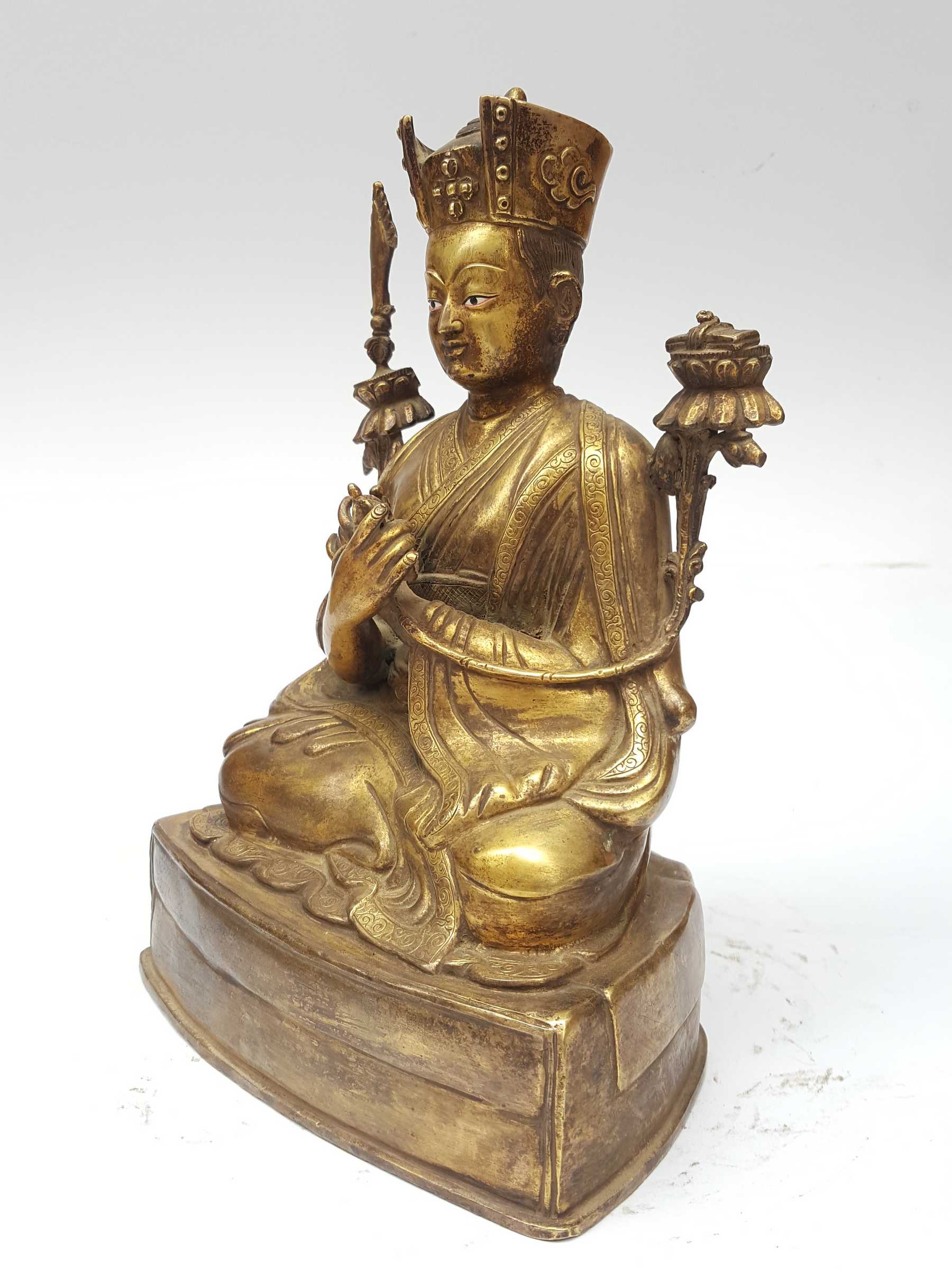 Statue Of 5th Karmapa Lama, Deshin Shekpa full Fire Gold Plated And antique Finishing