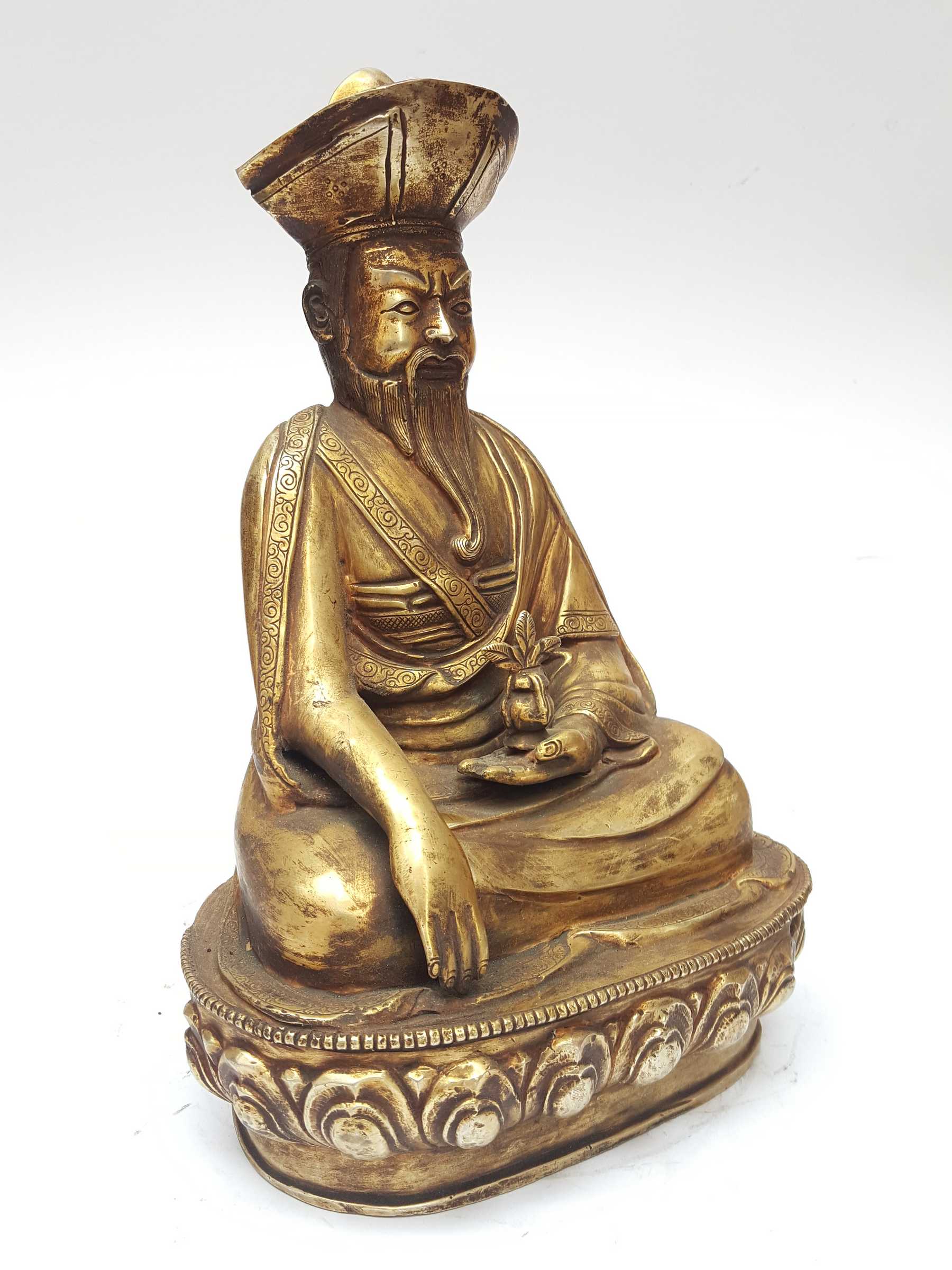 Statue Of The 4th Zhabdrung Rinpoche full Gold Plated And antique Finishing