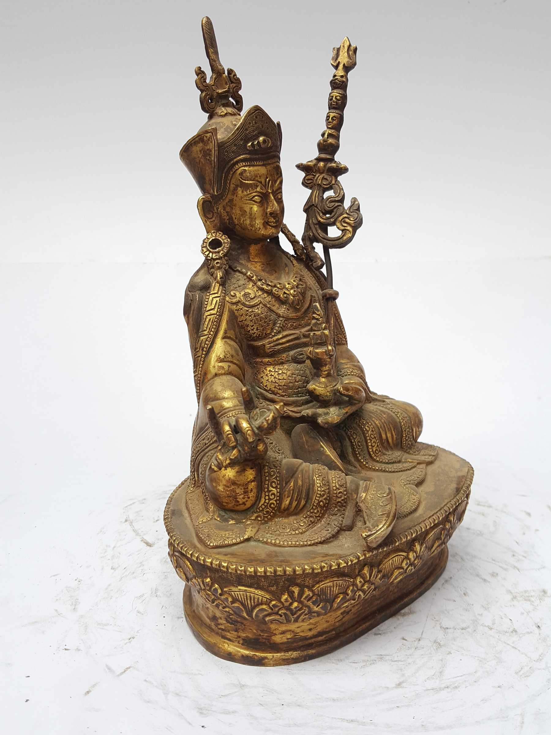 Statue Of Padmasambhava full Fire Gold Plated, And antique Finishing
