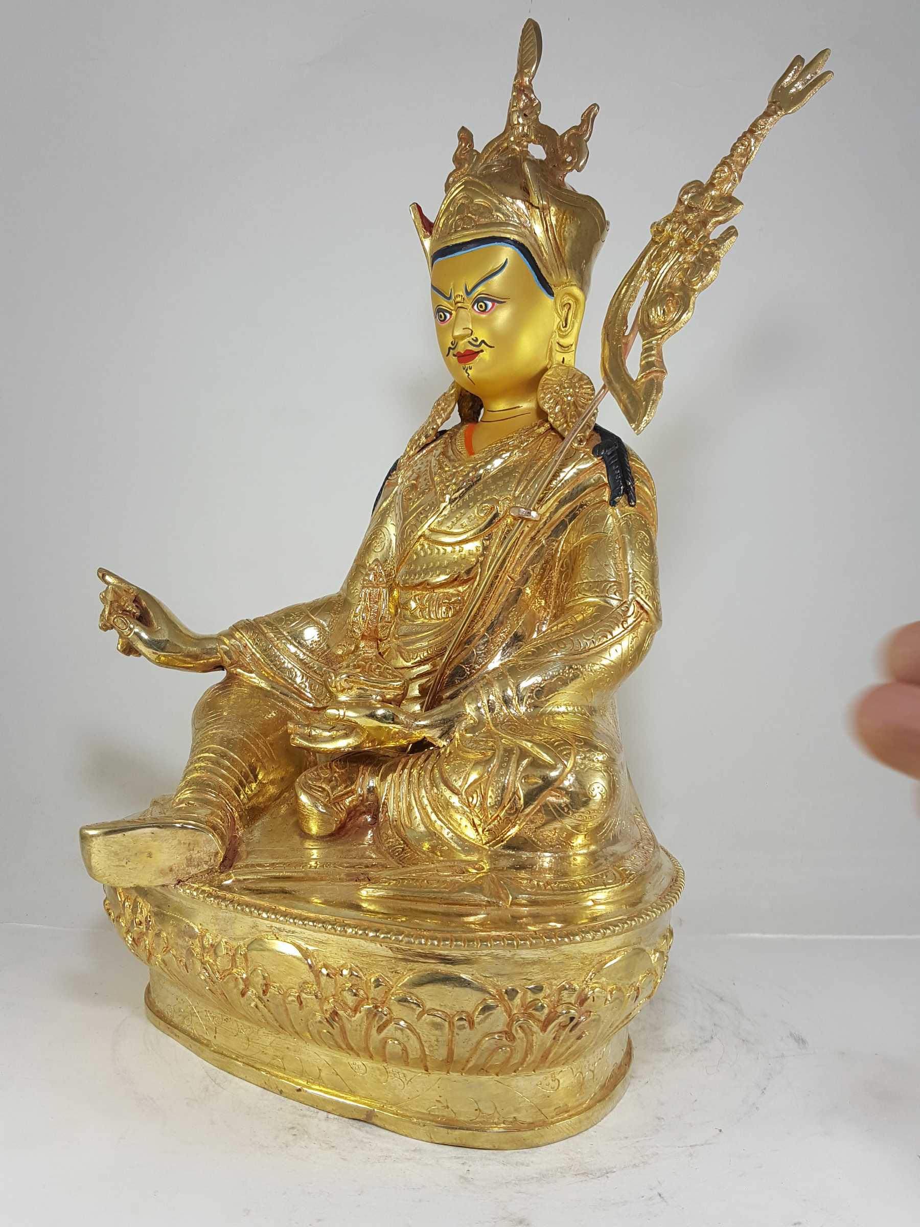 Statue Of Padmasambhava full Fire Gold Plated And painted Face
