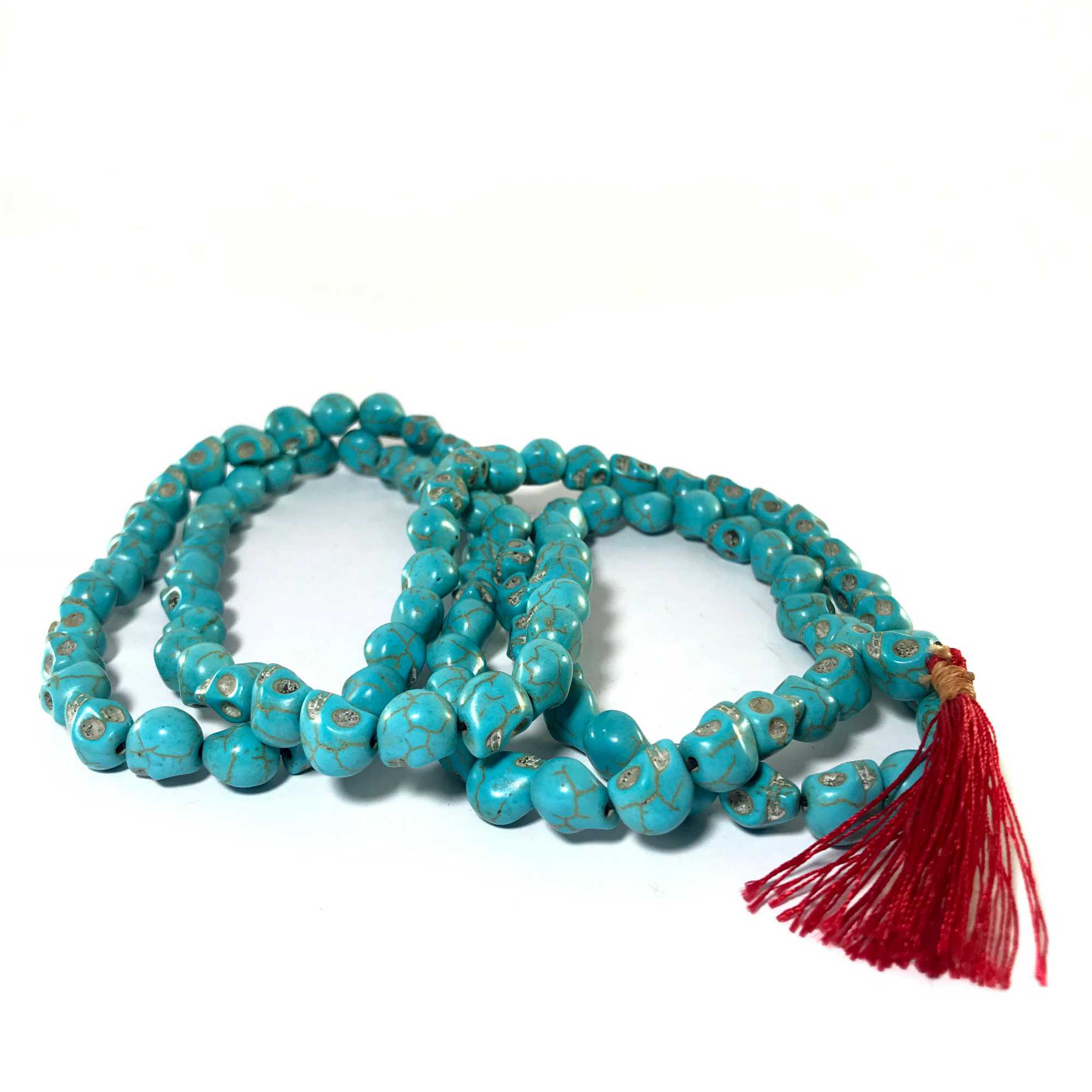 108 Turquoise Powder Cast, Skull Beads 10mm Prayer Beads Mala