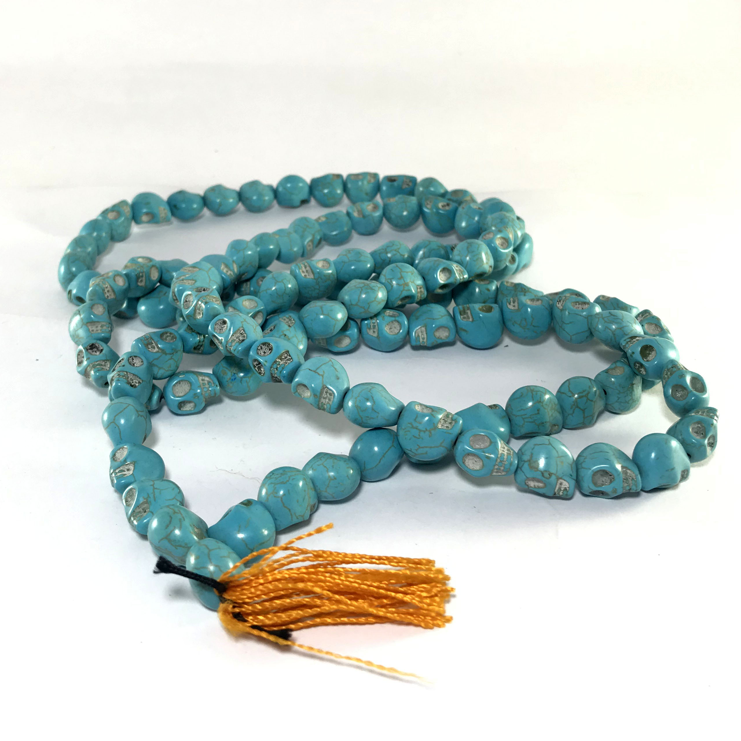 108 Turquoise Powder Skull Cast Bead, 13mm Prayer Bead Mala