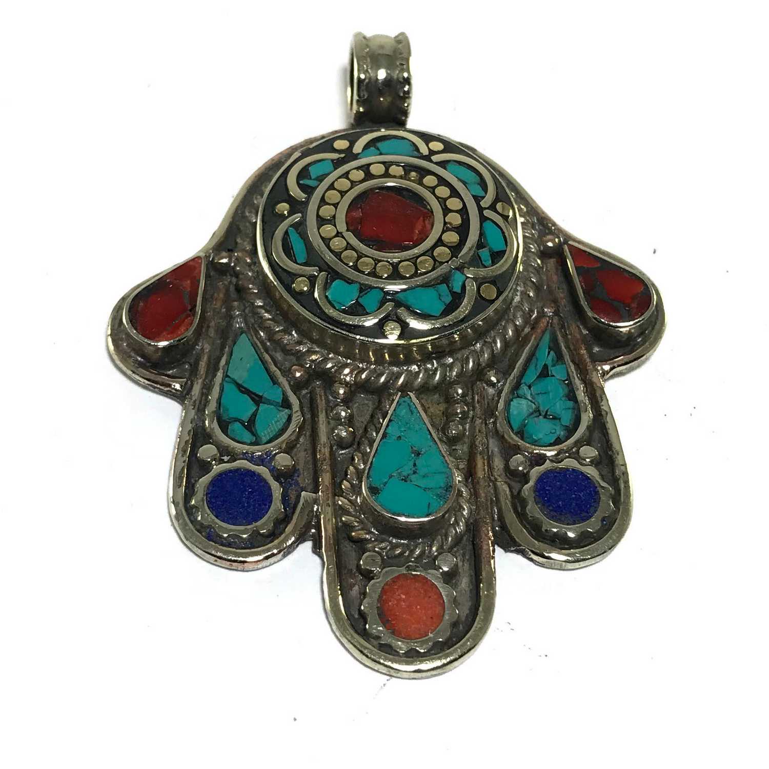 Tibetan Hand Design Metal Pendant <span Style=