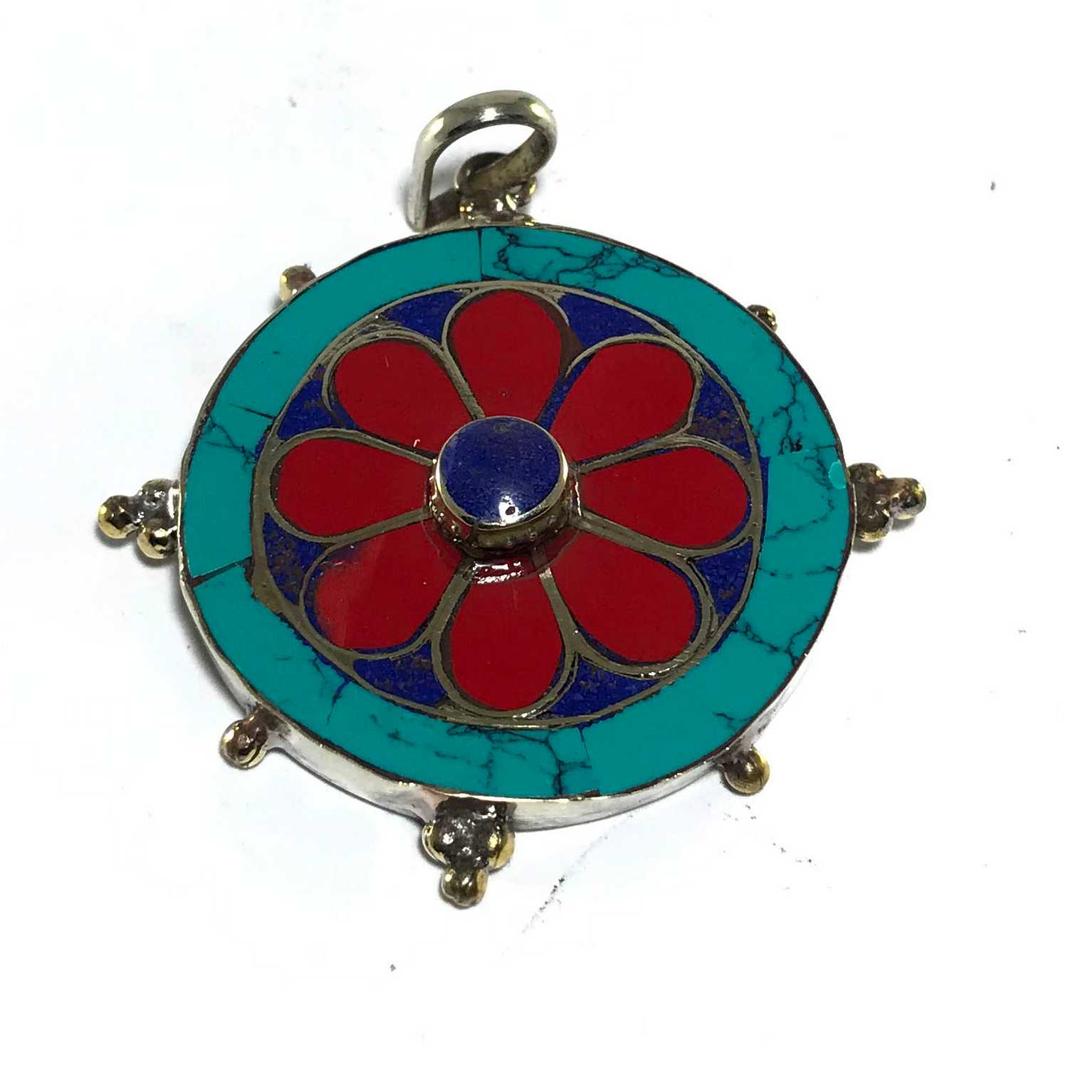 Tibetan Flower Metal Pendant <span Style=