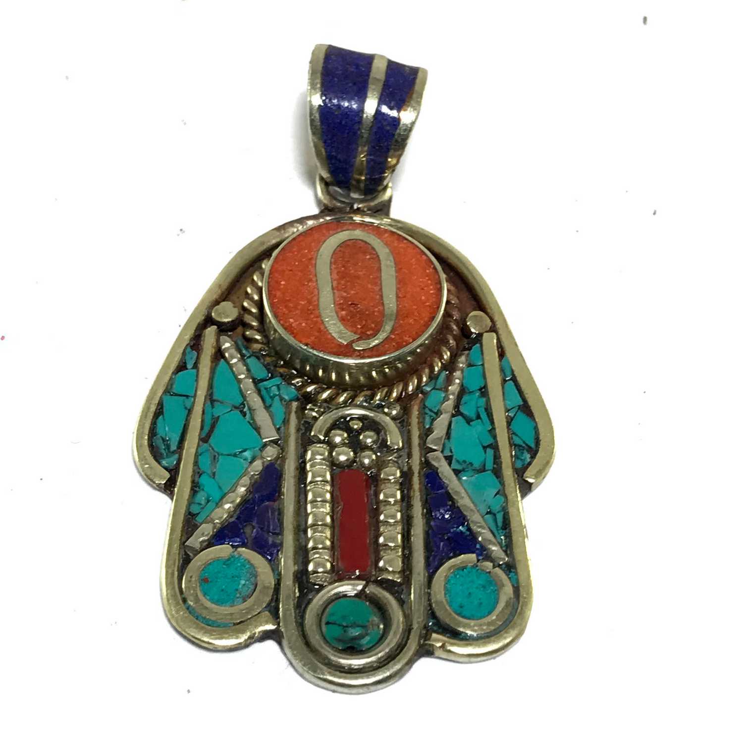 Tibetan Hand Design Metal Pendant <span Style=