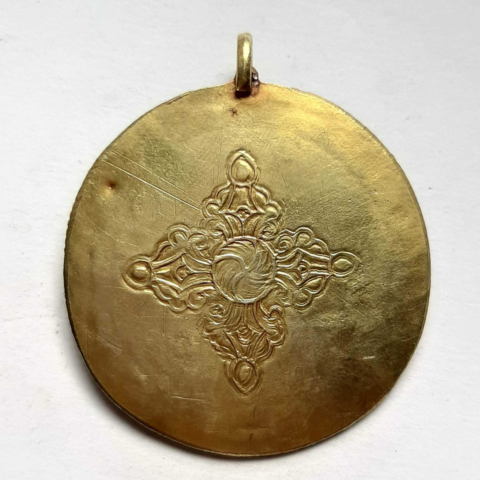 Tibetan Ghau Amulet, gold Plated And stone Setting