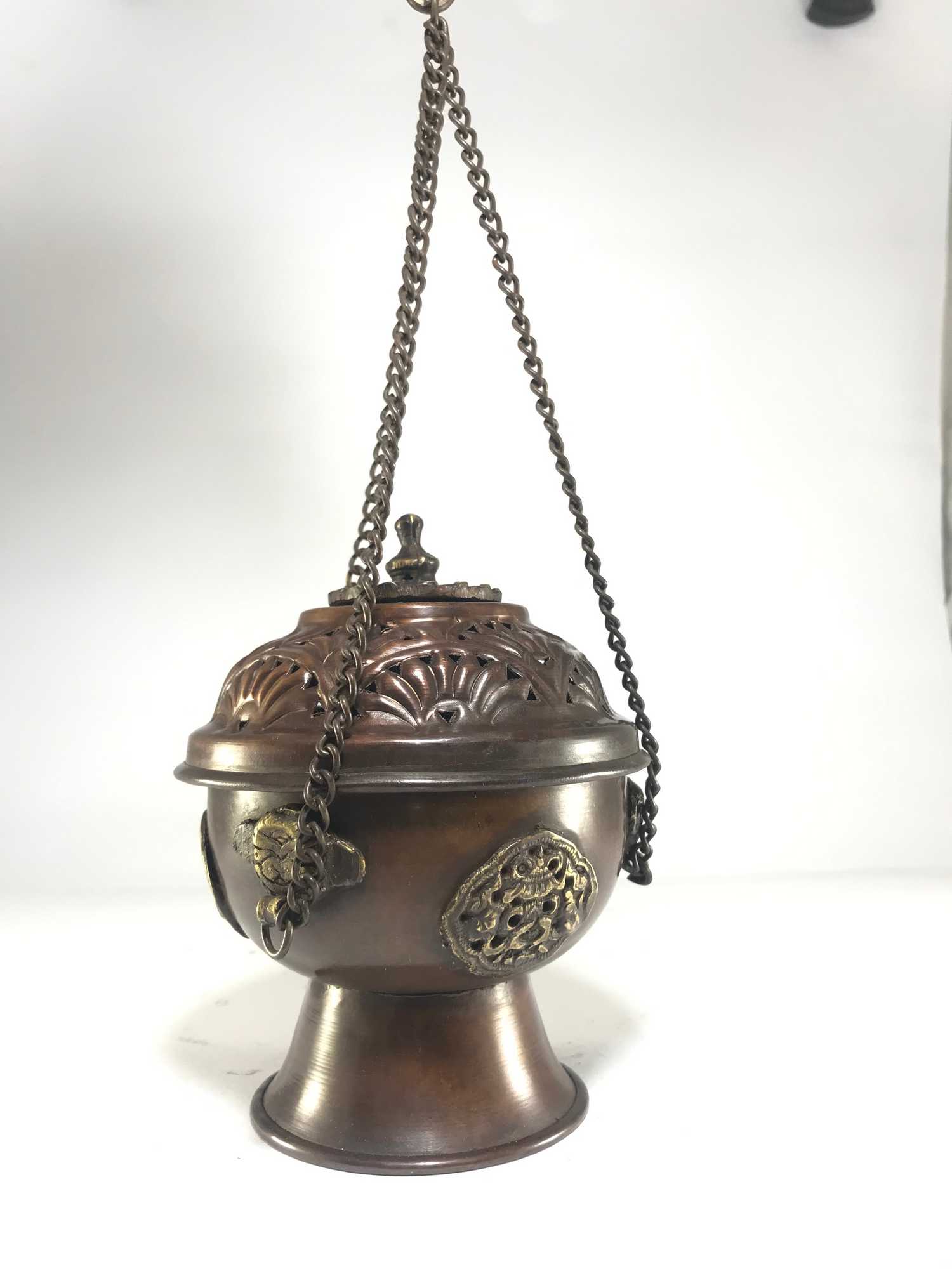 Tibetan Copper Incense Burner, antique Finishing, hanging & Swinging