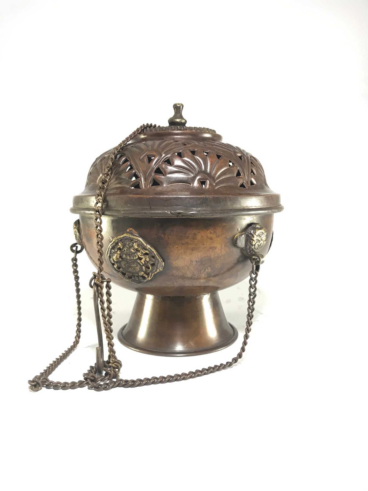 Tibetan Copper Incense Burner, antique Finishing, hanging & Swinging