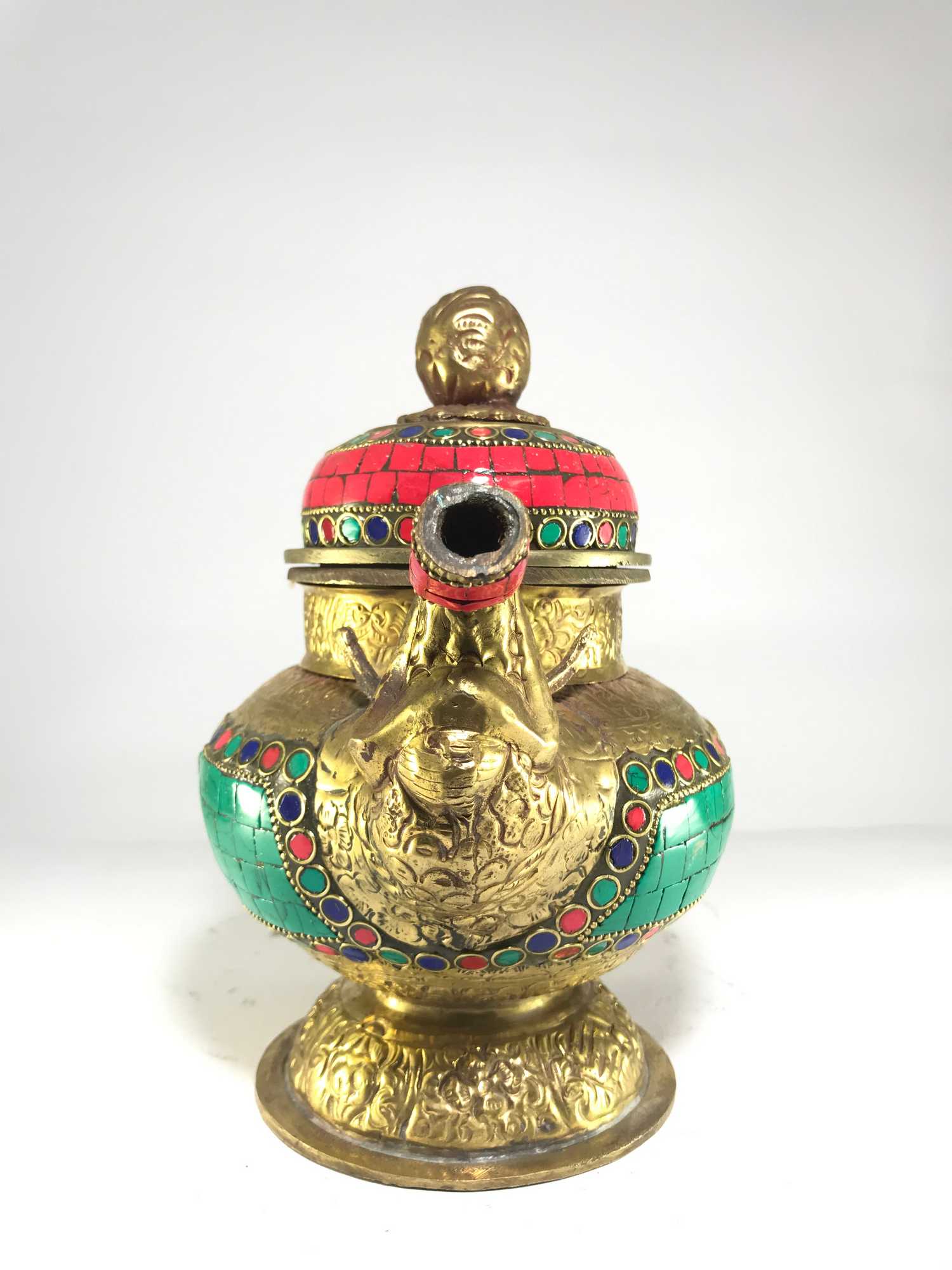 Tibetan Bhumpa- Bhumba Water Pot, With stone Setting