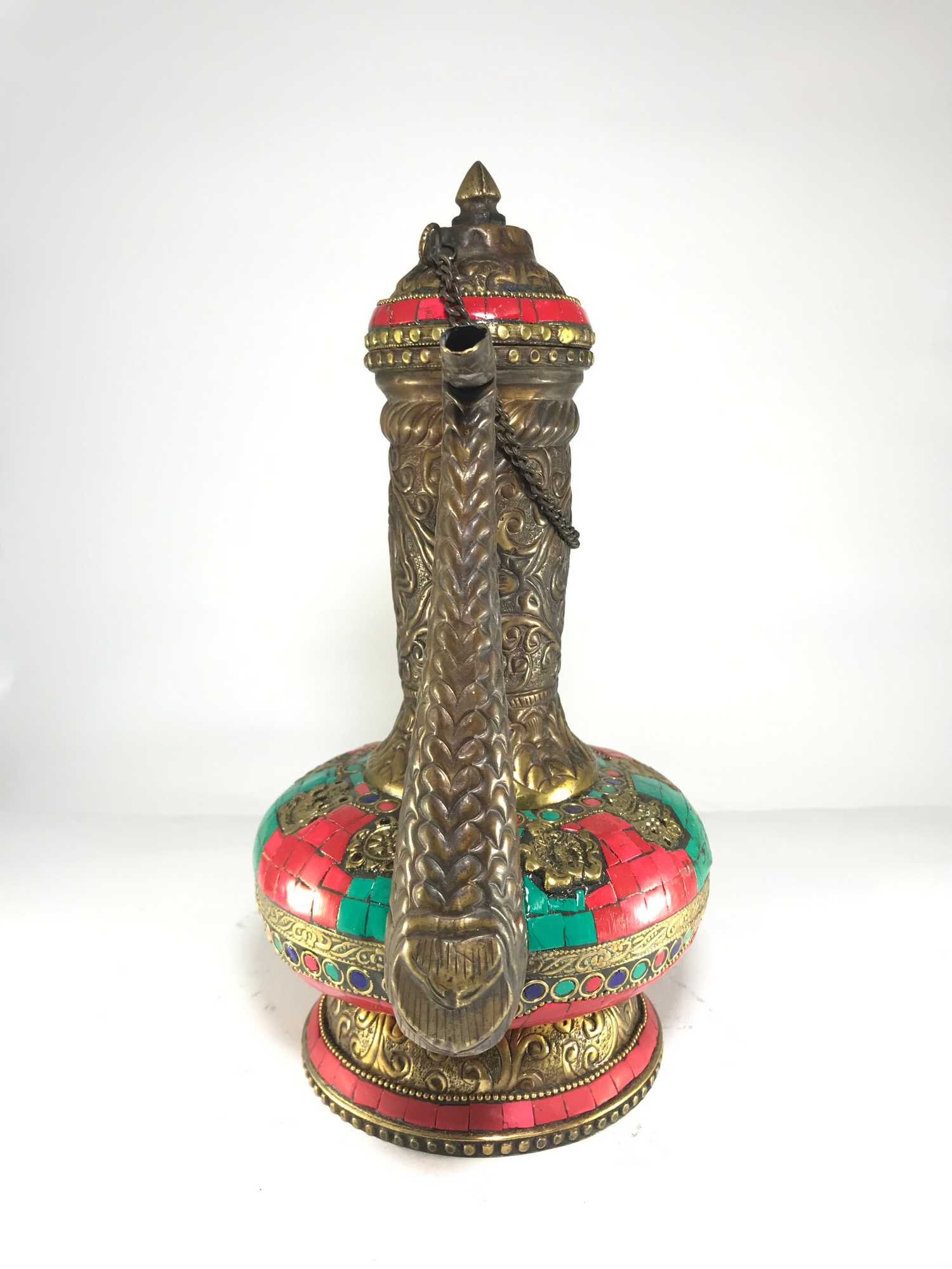 Tibetan Bhumpa- Bhumba Water Pot, With stone Setting