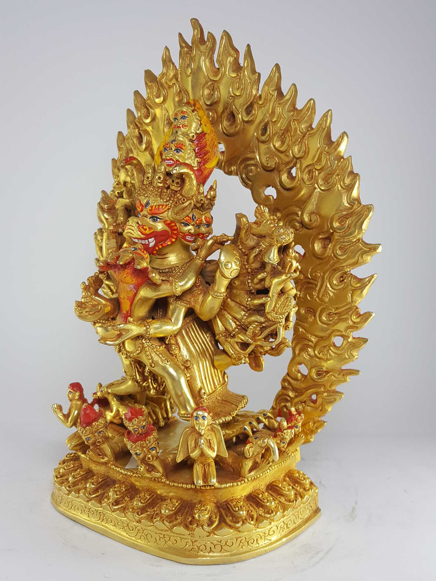 Tibetan Statue Of Yamantaka - Heruka Vajrabhairava, full Gold Plated, painted Face