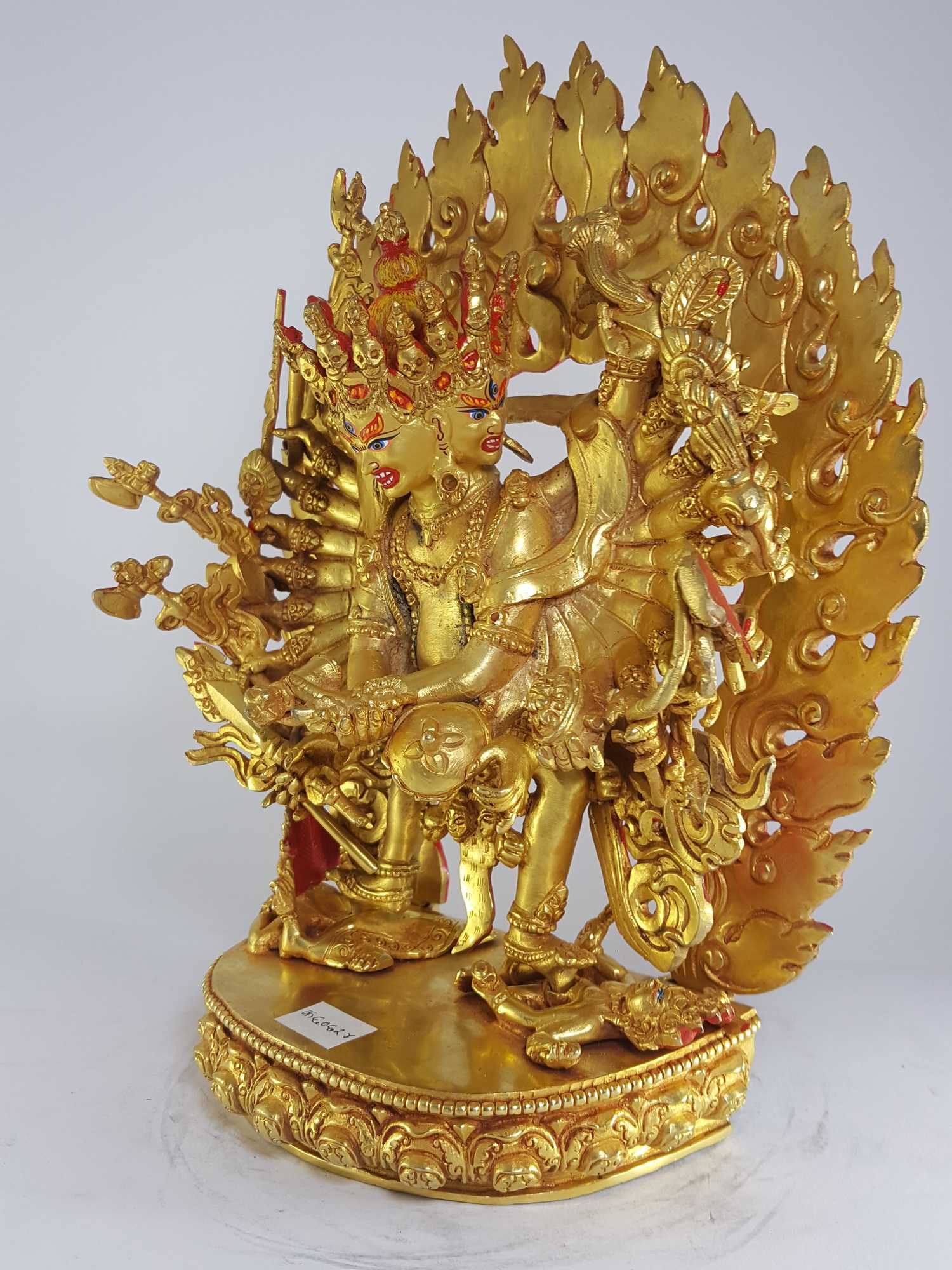Tibetan Statue Of Kalachakra -without Consort, full Gold Plated, painted Face