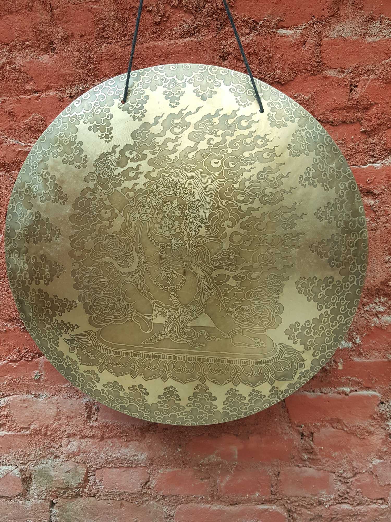 Tibetan Flat Gong, With vajrapani chana Dorje Design, Wind Gong, Flat Gong