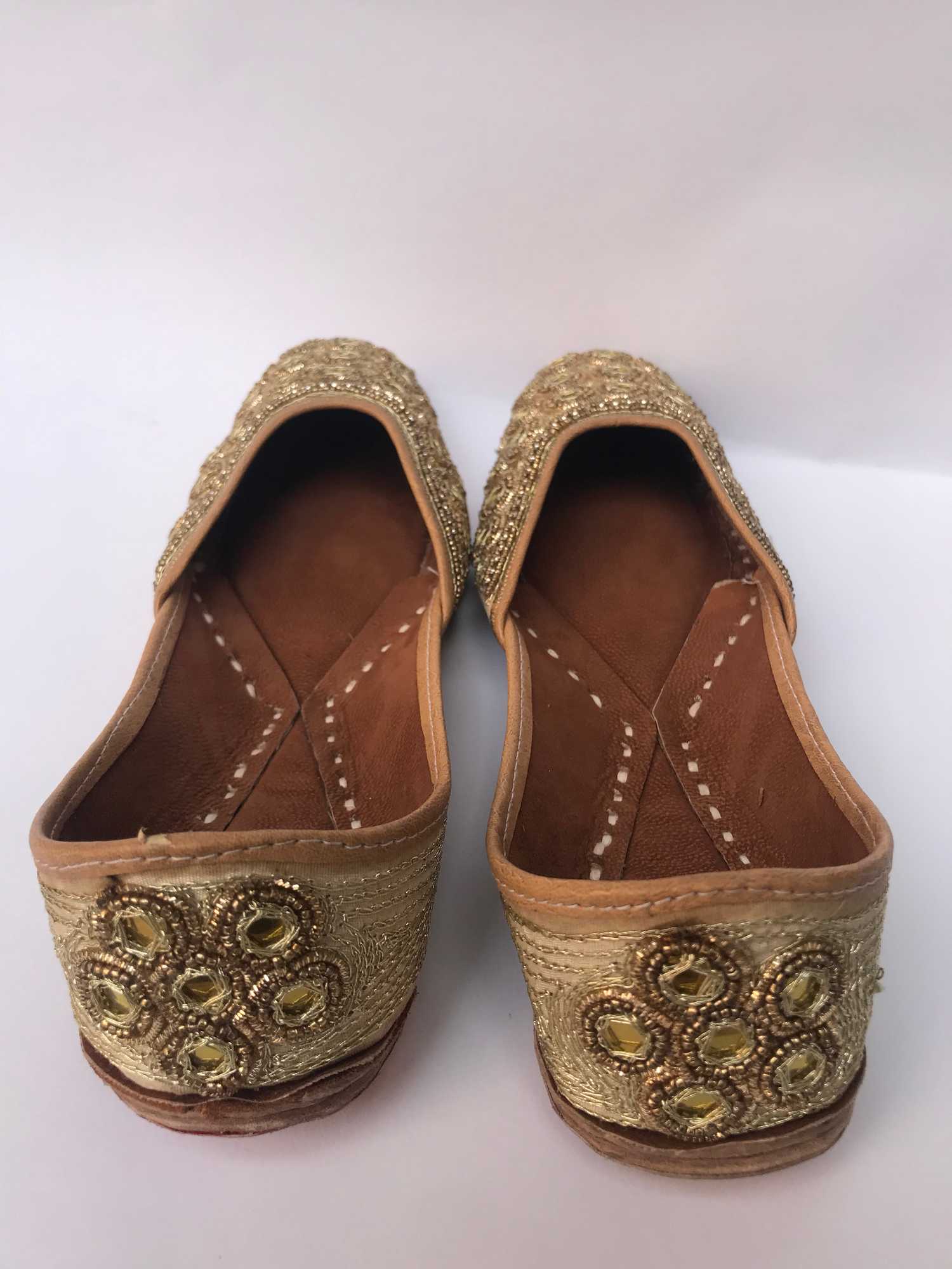 Nepali Handmade Curse Shoes, With Leather And Bead Design